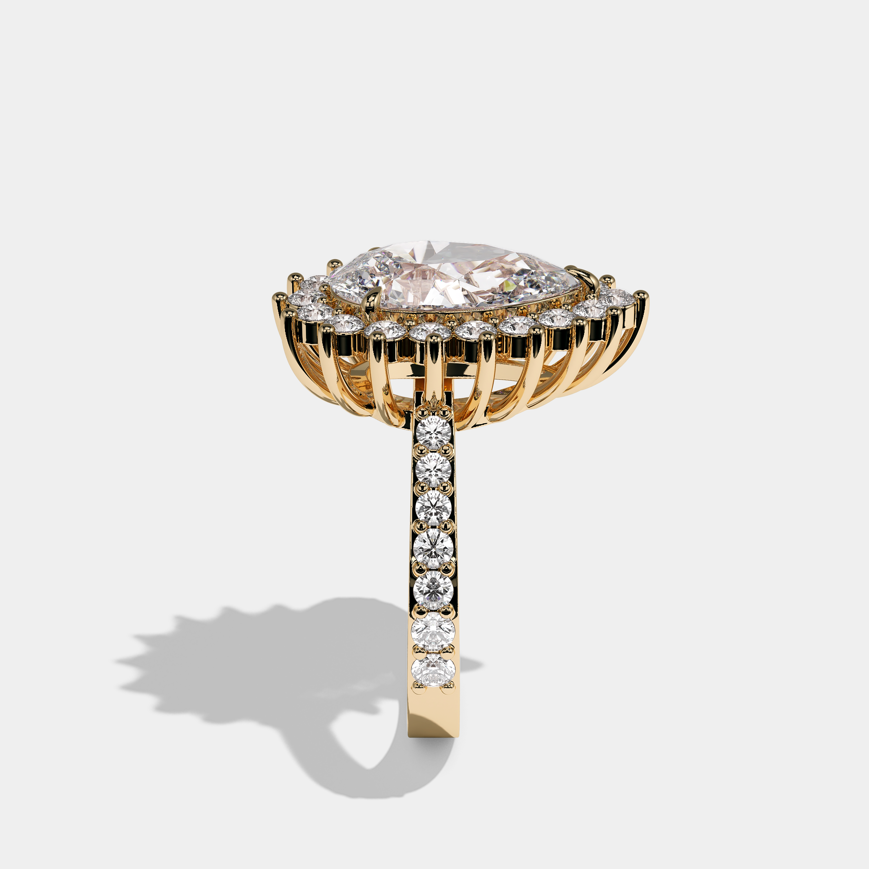 Lisa Diamond Pear Cut Halo Engagement Ring 18K Yellow Gold 20.00ct