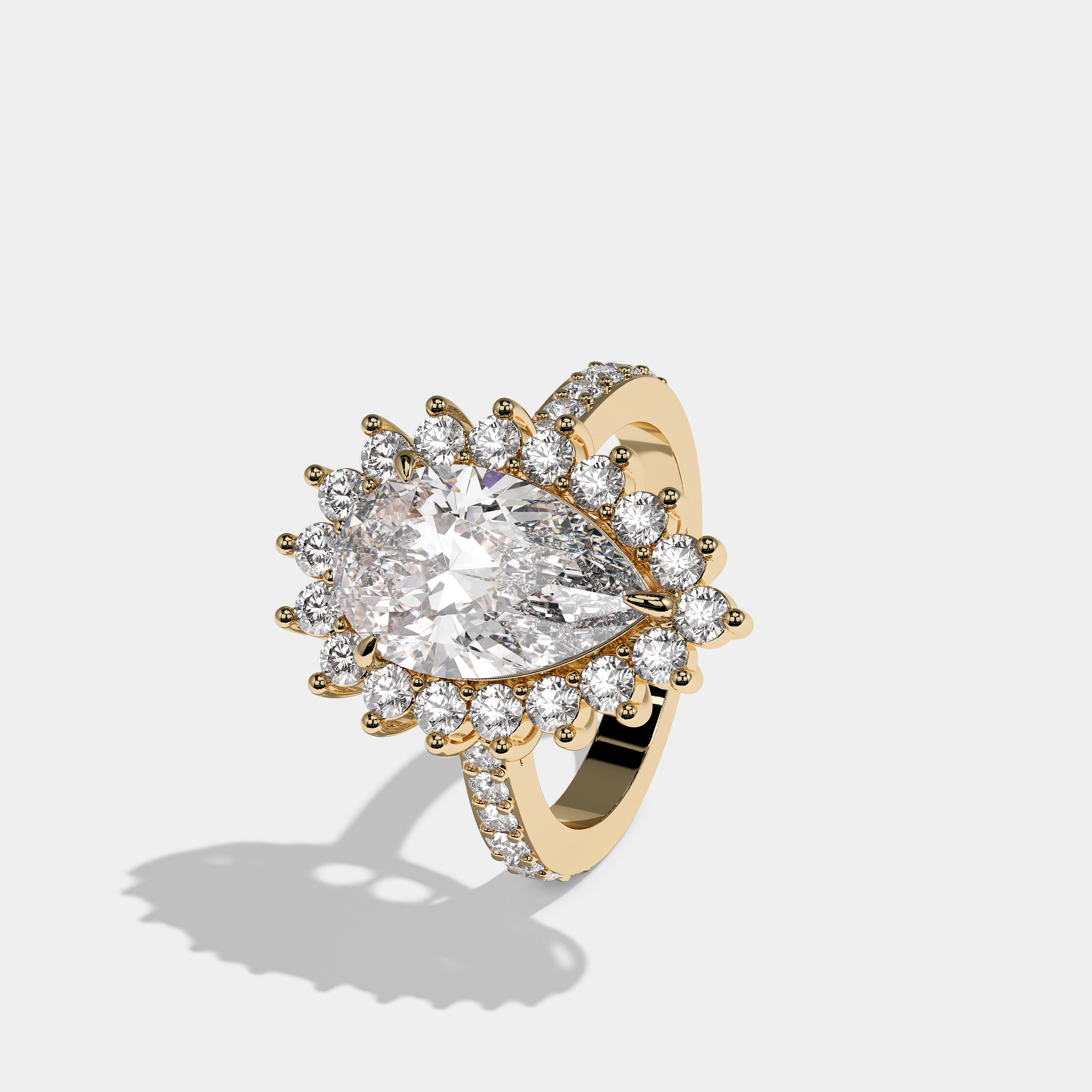 Lisa Diamond Pear Cut Halo Engagement Ring 18K Yellow Gold 20.00ct