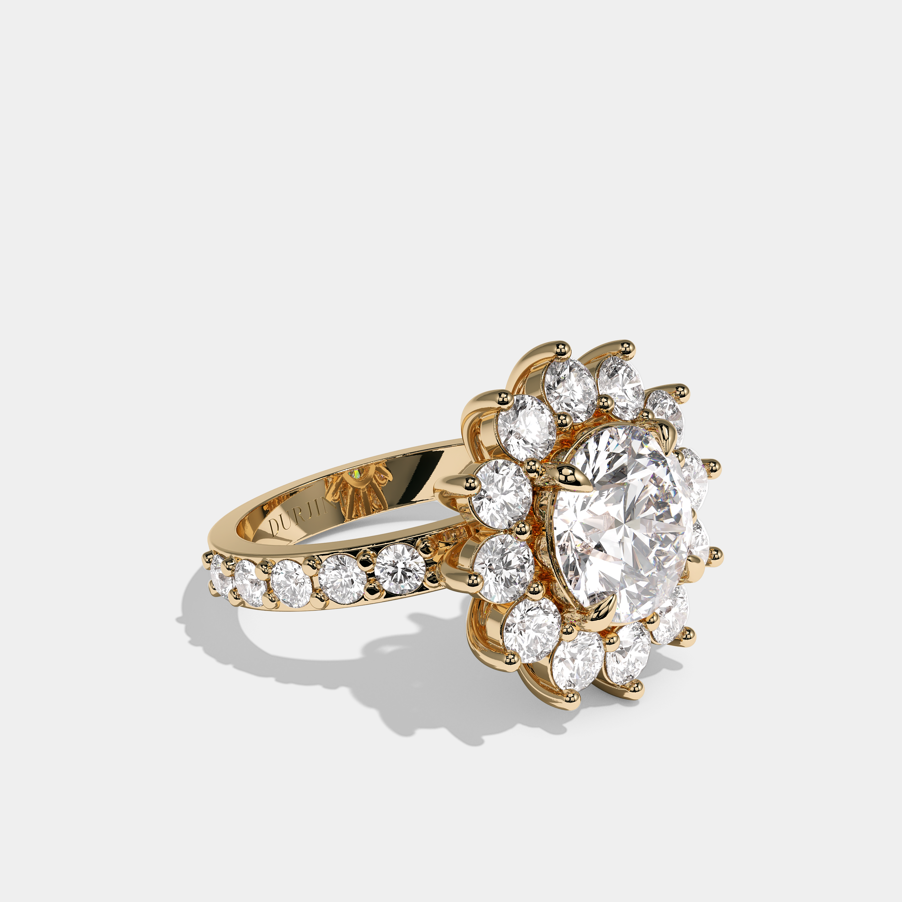 Loti Diamond Round Cut Halo Engagement Ring 18K Yellow Gold 20.00ct