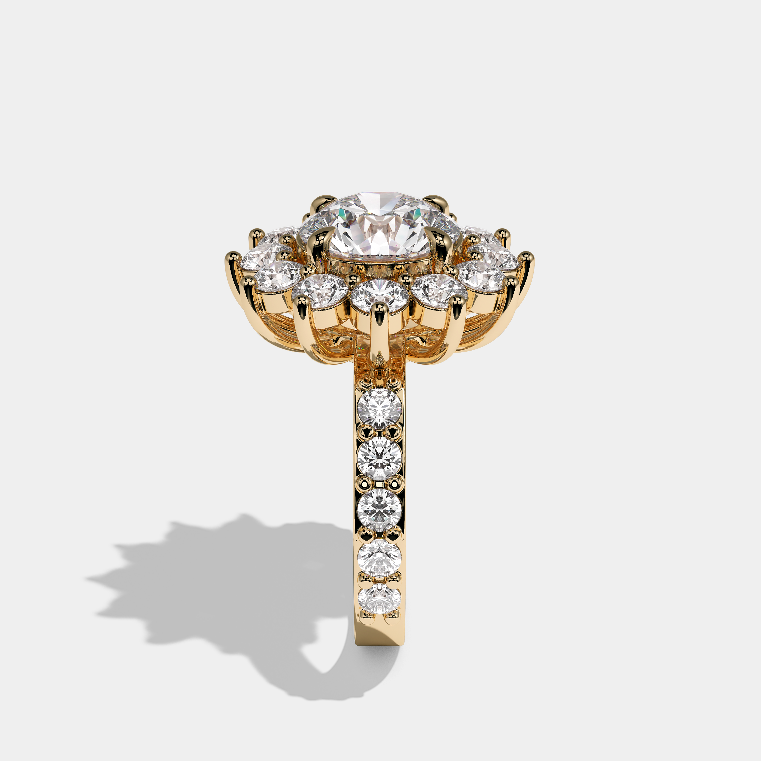 Loti Diamond Round Cut Halo Engagement Ring 18K Yellow Gold 20.00ct