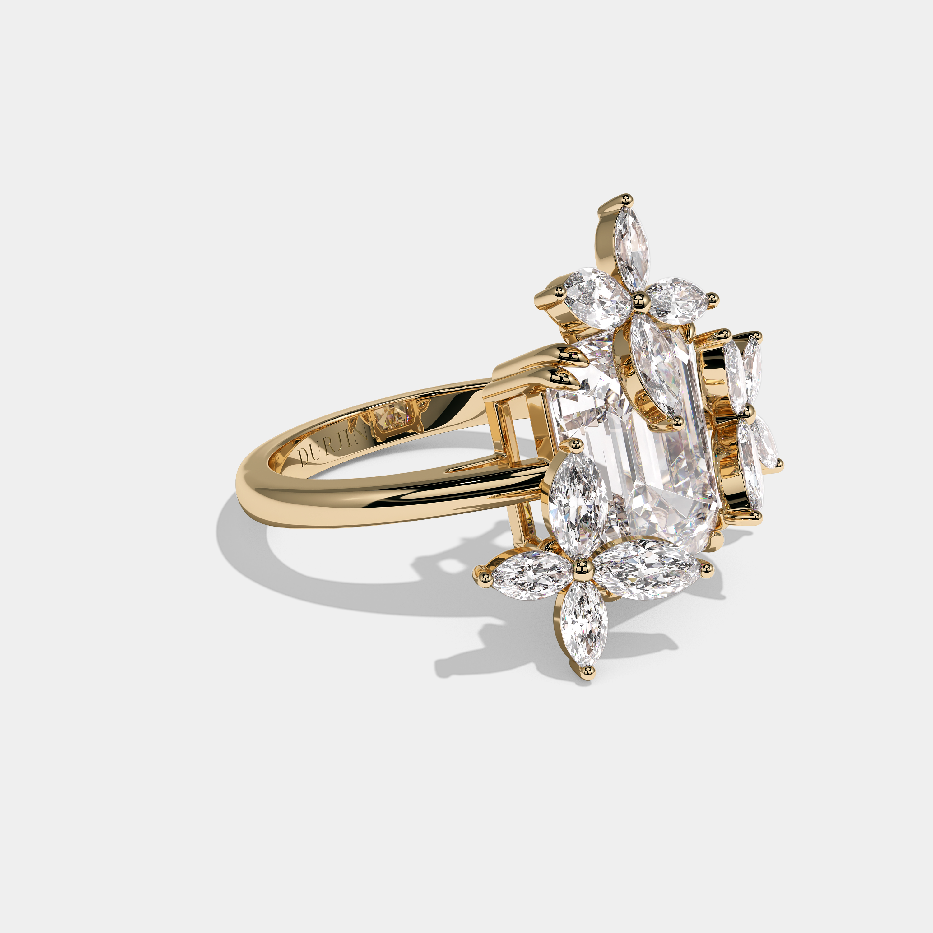 Valmont Royale Diamond Emerald Halo Engagement Ring 18K Yellow Gold 11.00ct