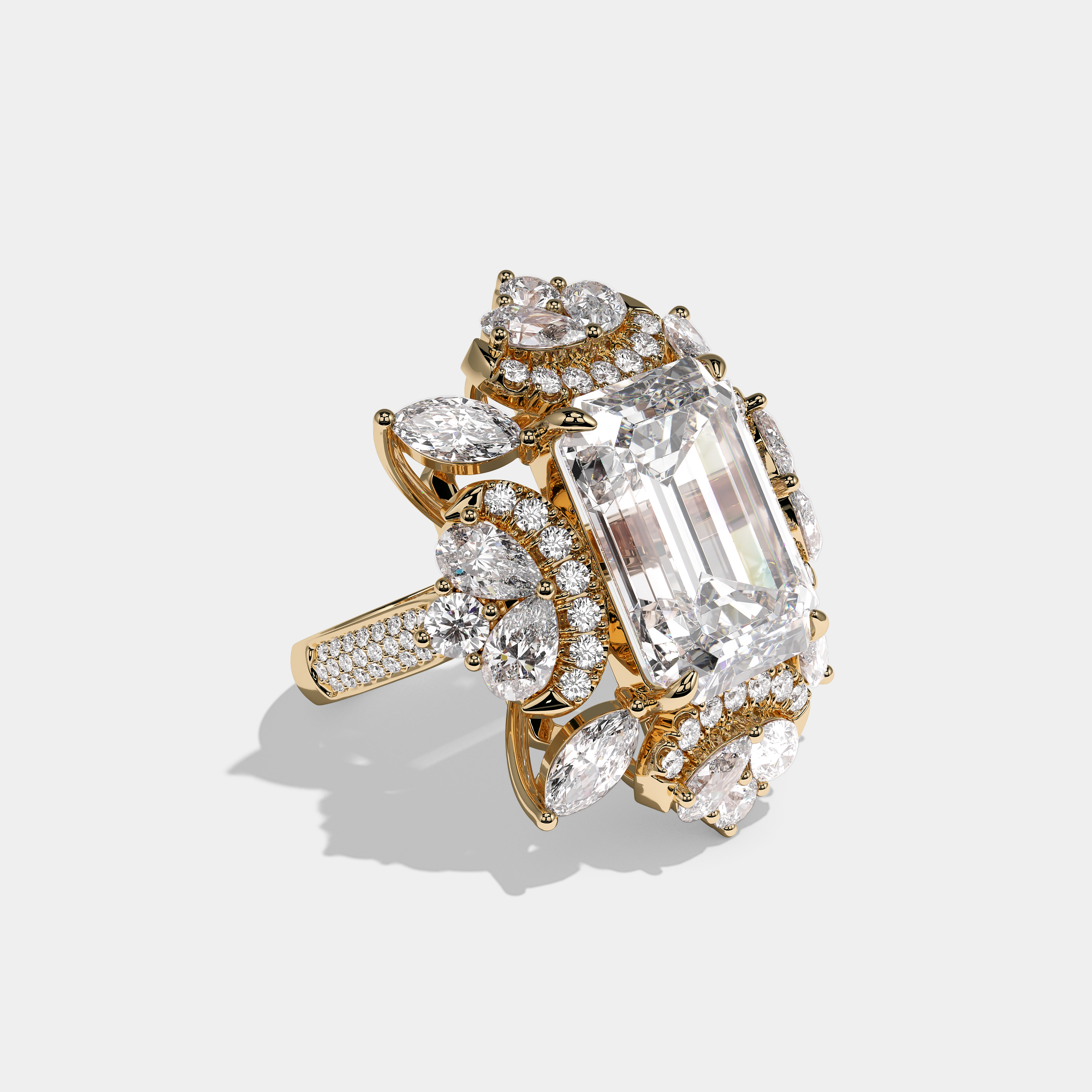 Right View – Kurbãni Durjini Beaufort Majesté Diamond Emerald Halo Engagement Ring