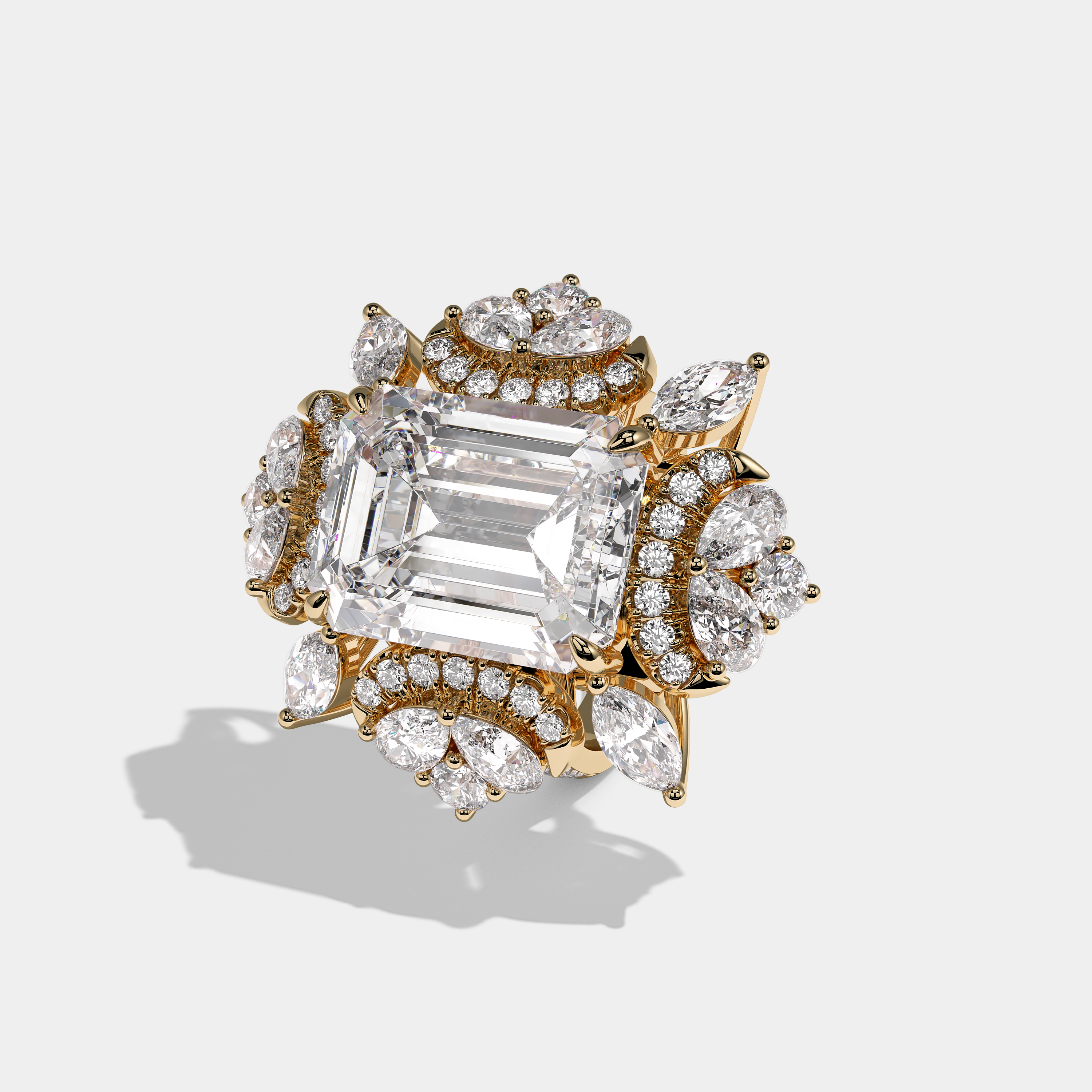 Left View – Kurbãni Durjini Beaufort Majesté Diamond Emerald Halo Engagement Ring