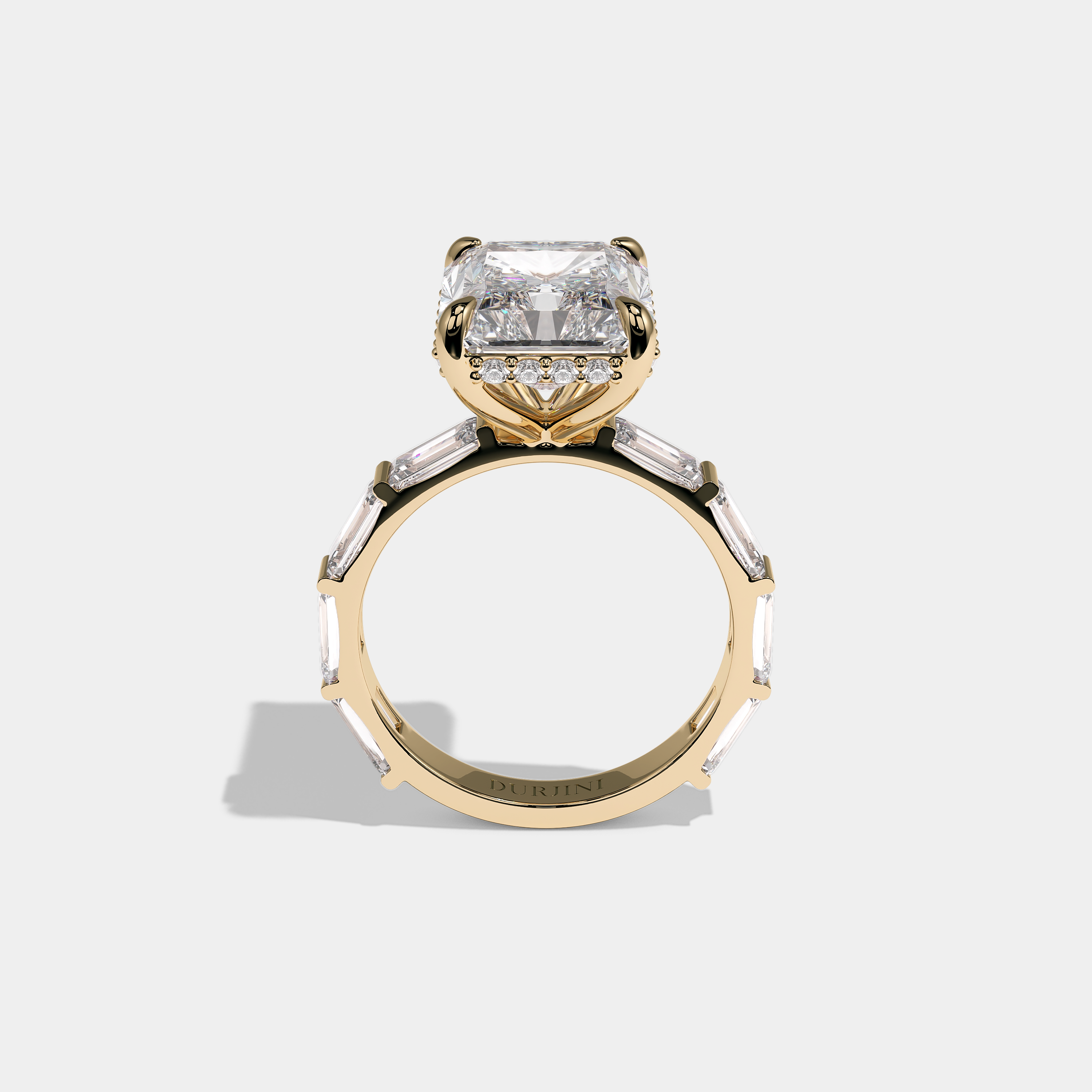 Alexandra Prestige Diamond Radiant Halo Engagement Ring 18K Yellow Gold 8.00ct