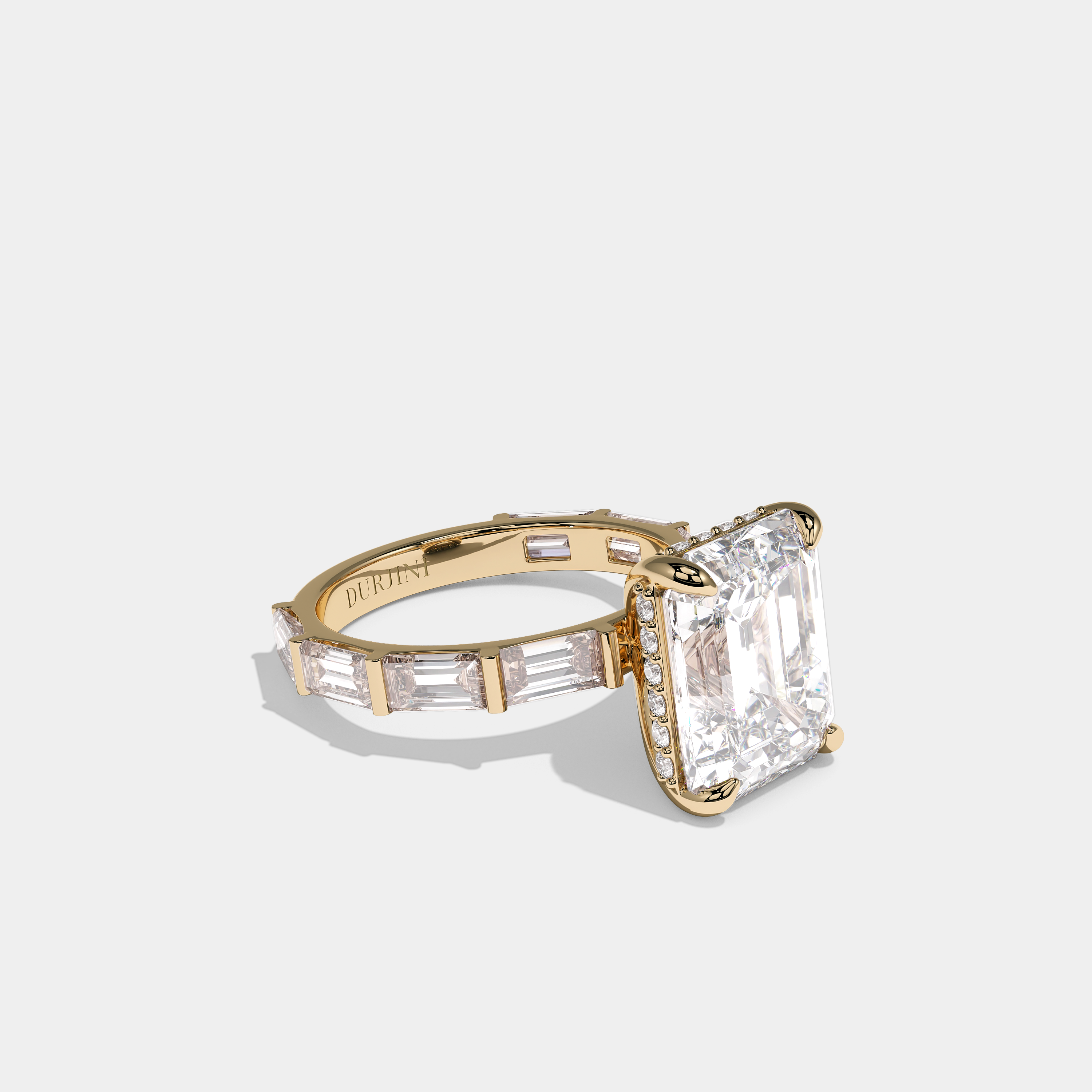 Right View – Kurbãni Durjini Brion Royale Diamond Emerald Halo Engagement Ring