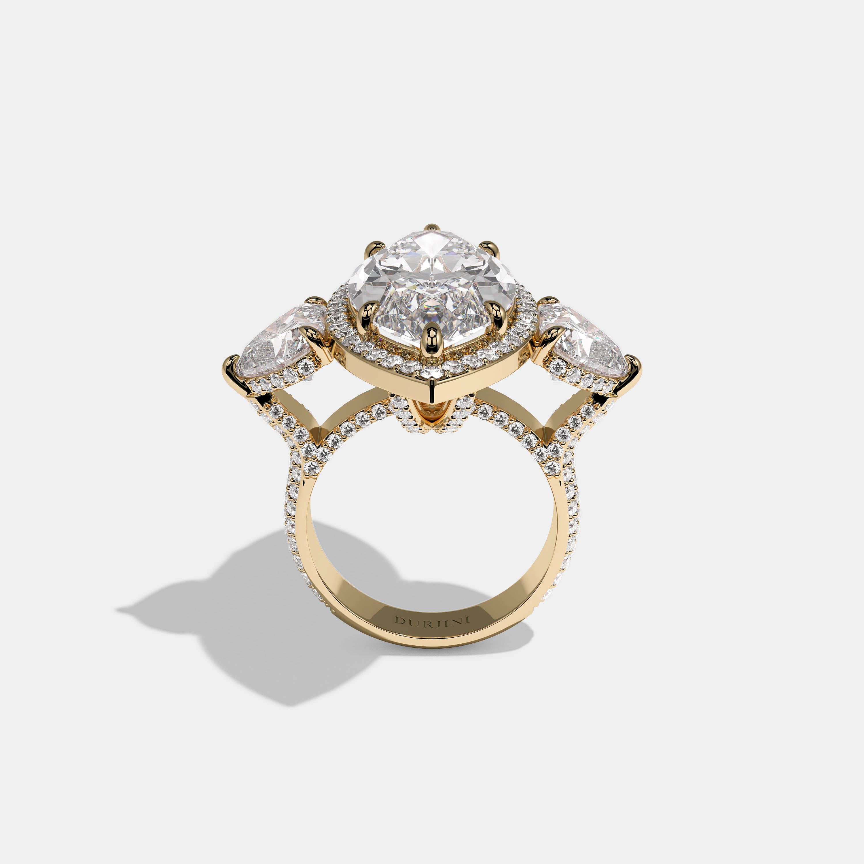 Beatrice d’Or Diamond Marquise Halo Engagement Ring 18K Yellow Gold 15.00ct