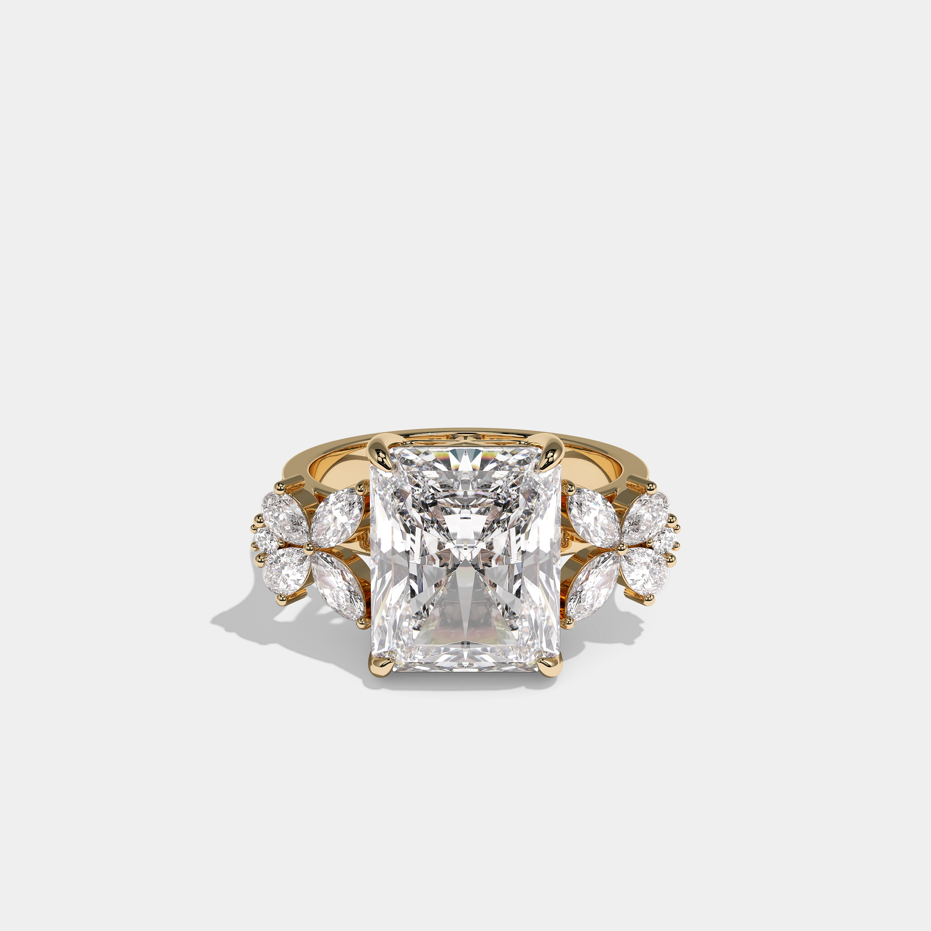Anastasia Amarante Diamond Radiant Halo Engagement Ring 18K Yellow Gold 20.00ct