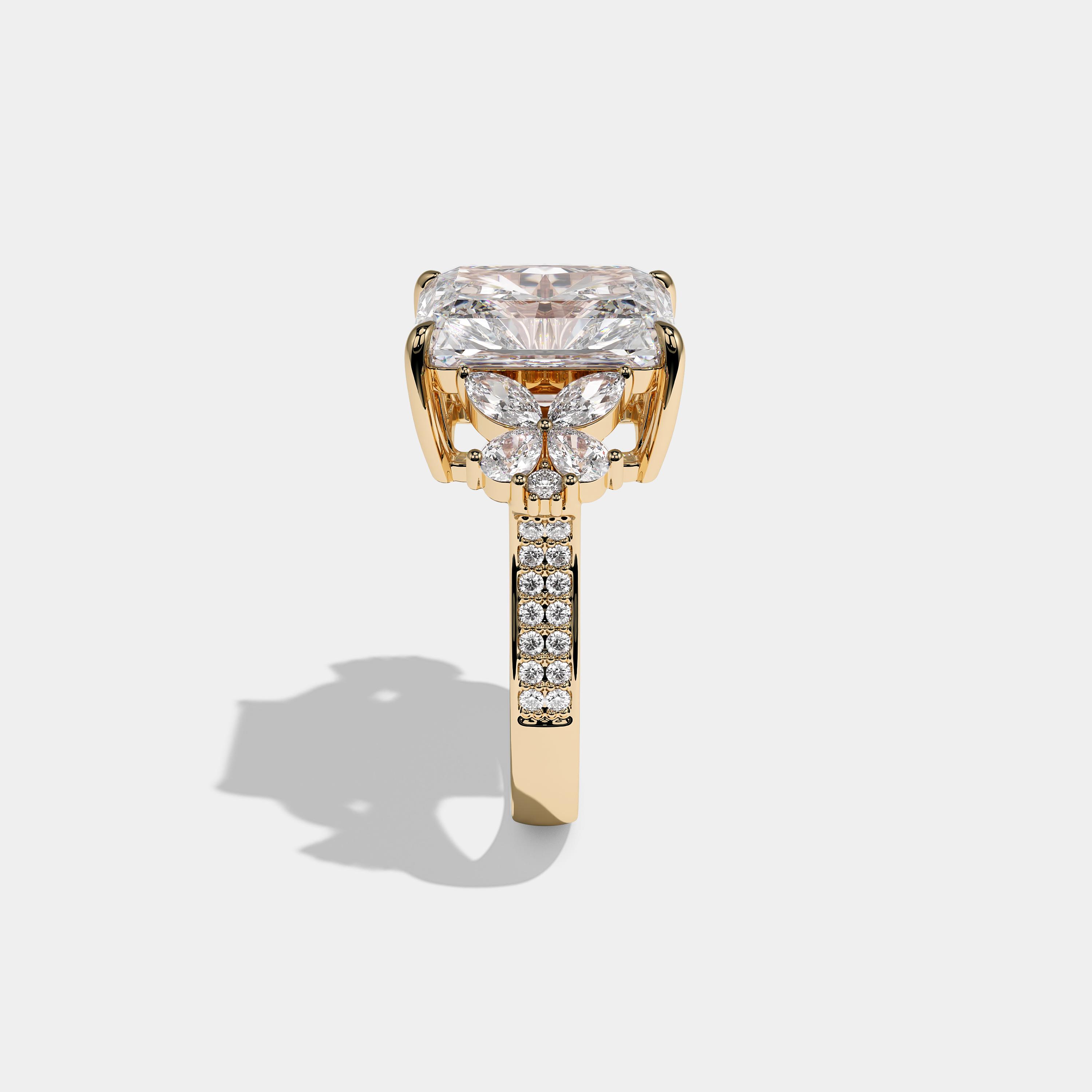 Anastasia Amarante Diamond Radiant Halo Engagement Ring 18K Yellow Gold 20.00ct