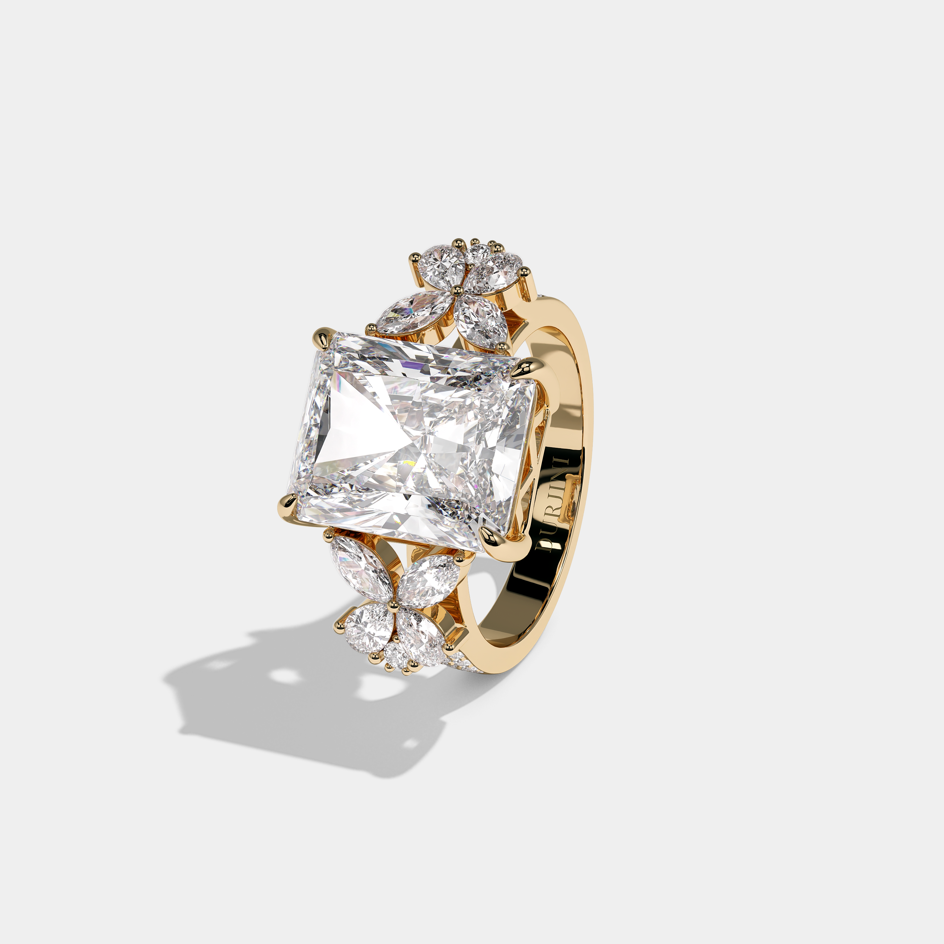 Anastasia Amarante Diamond Radiant Halo Engagement Ring 18K Yellow Gold 20.00ct