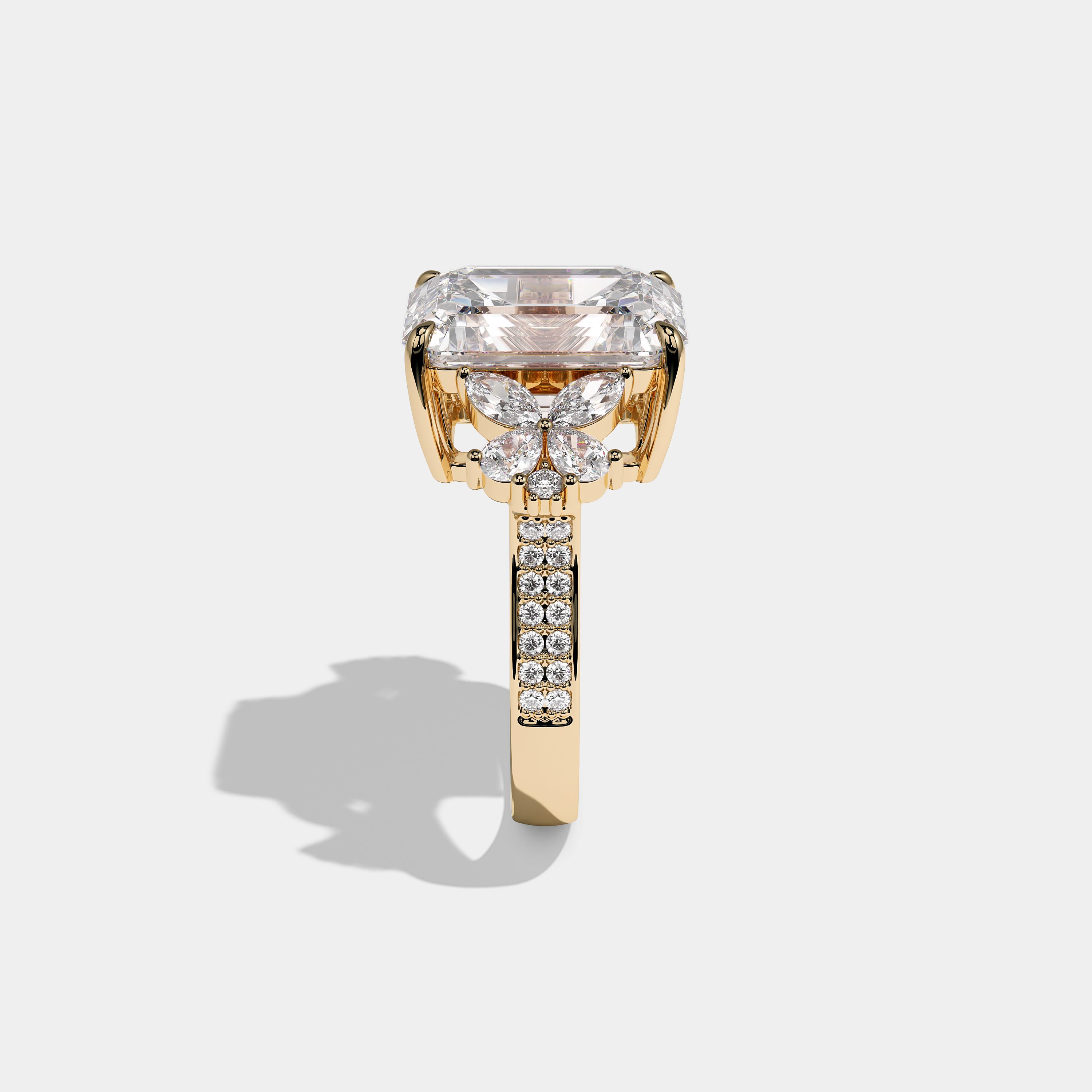 Side View – Kurbãni Durjini Eclaire Royale Diamond Emerald Halo Engagement Ring