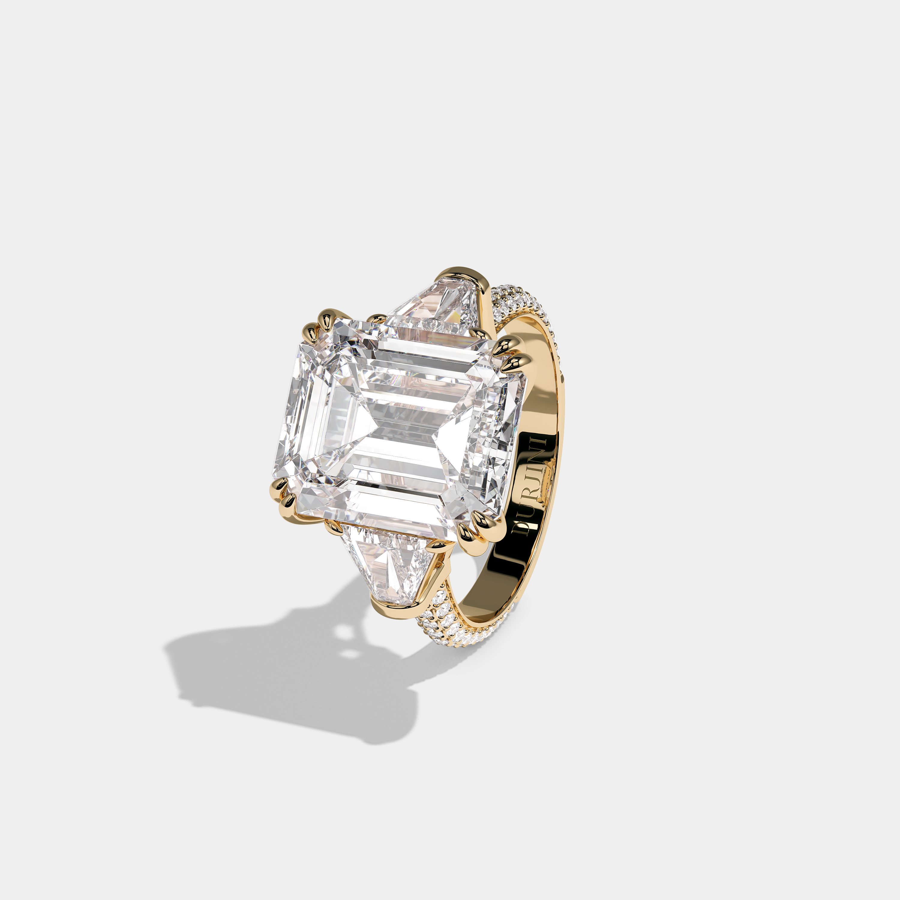 Left View – Kurbãni Durjini Delacour Régence Diamond Emerald Halo Engagement Ring