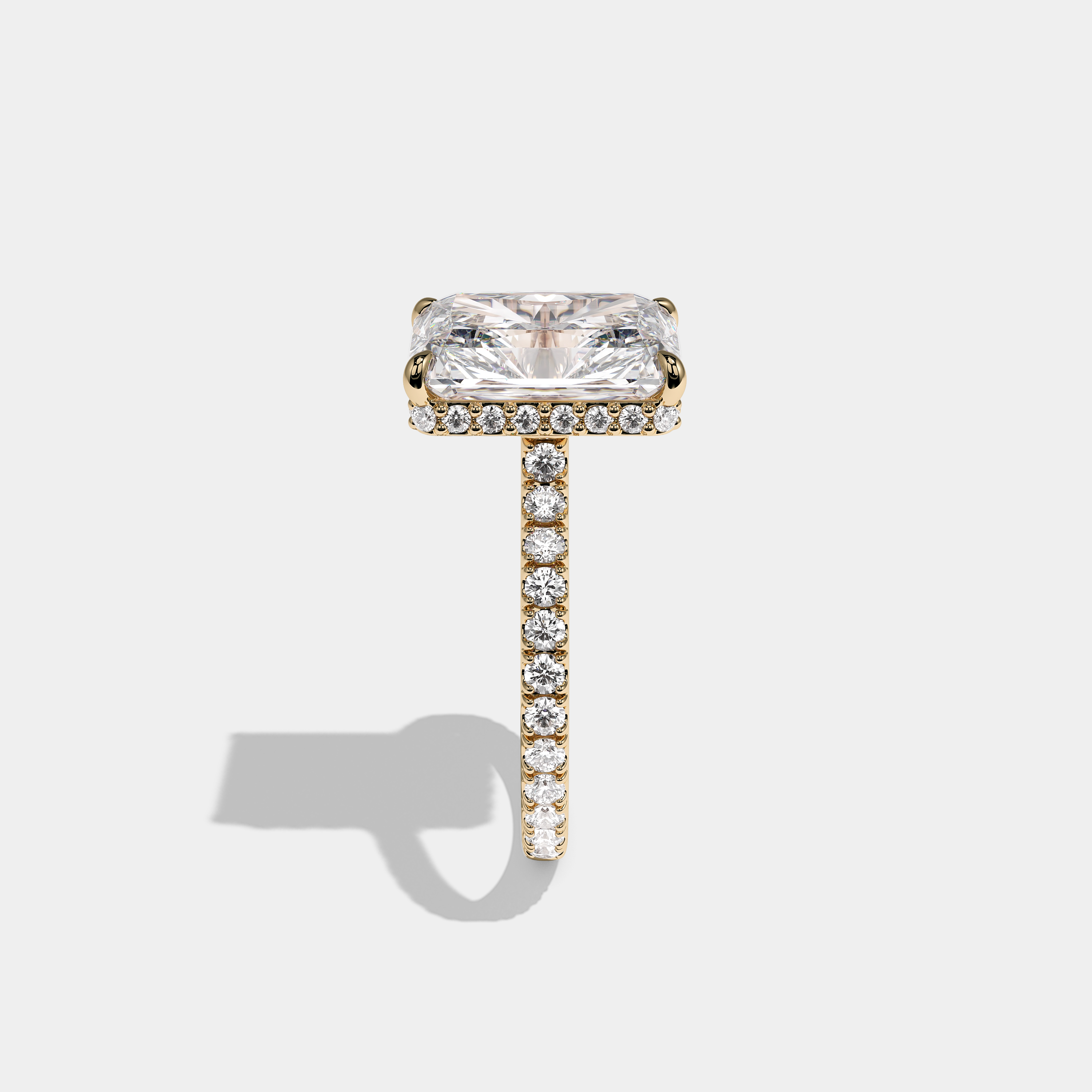 Aurora Evanesce Diamond Radiant Halo Engagement Ring 18K Yellow Gold 8.00ct