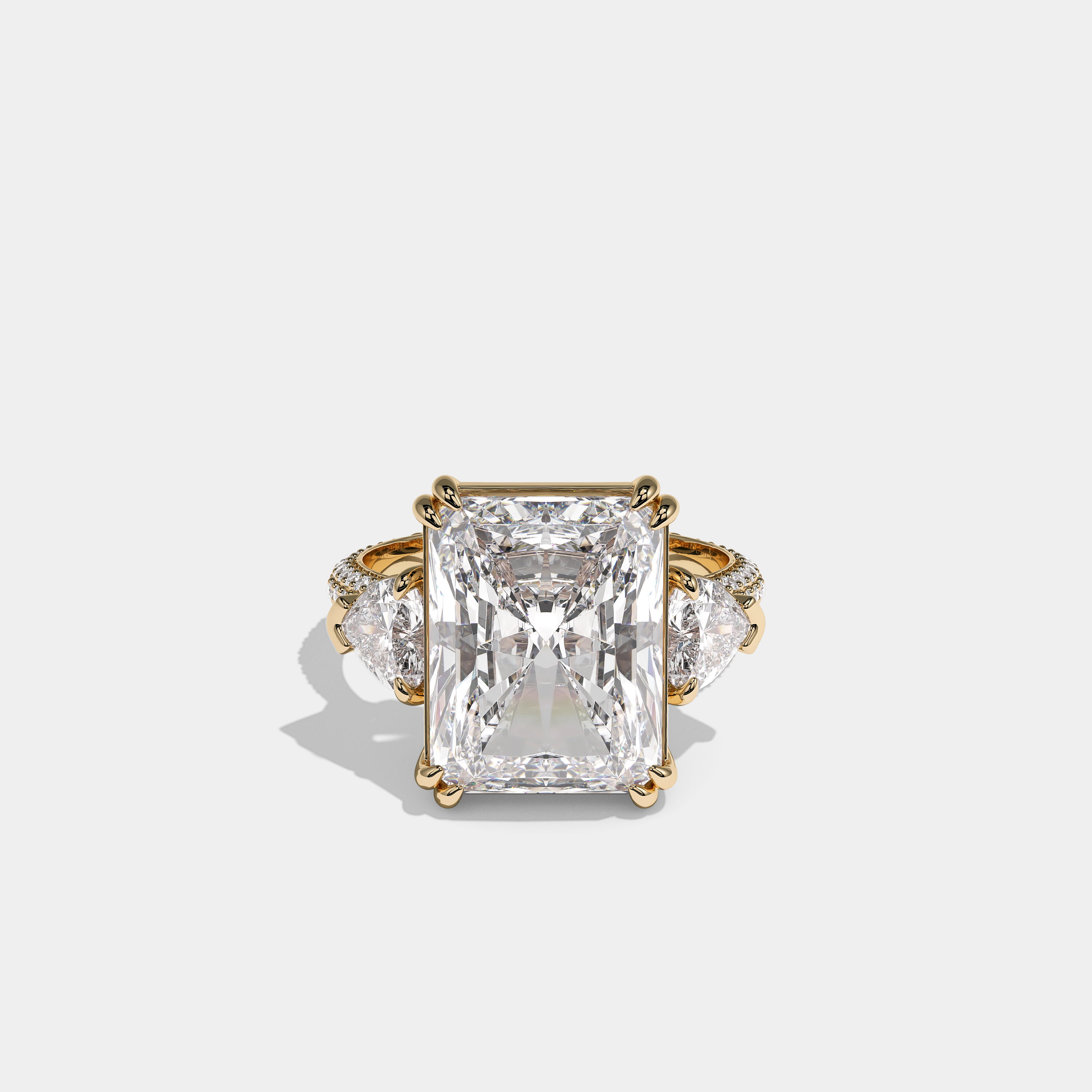 Evangeline Celeste Diamond Radiant Halo Engagement Ring 18K Yellow Gold 20.00ct