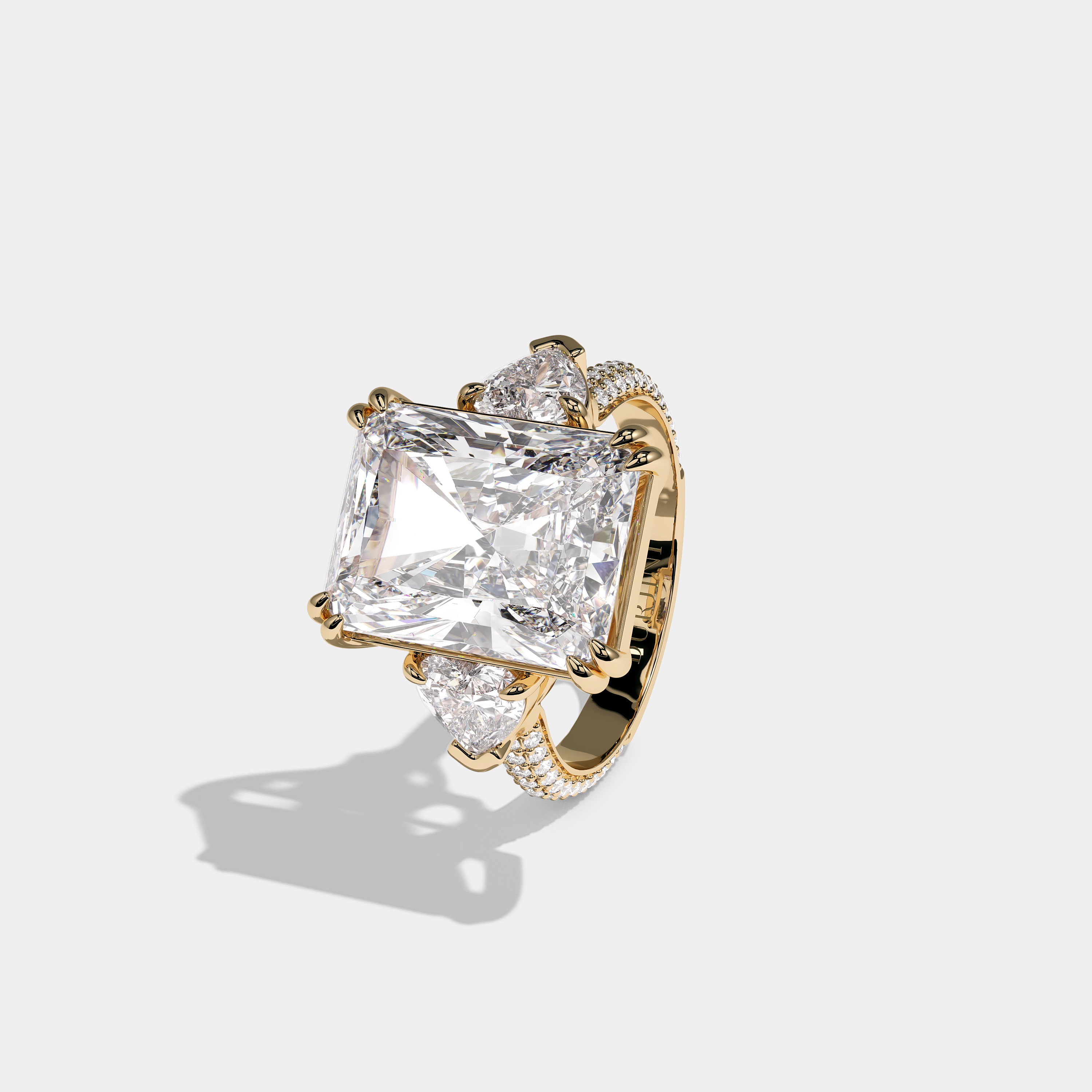 Left View – Kurbãni Durjini Evangeline Celeste Diamond Radiant Halo Engagement Ring Yellow Gold