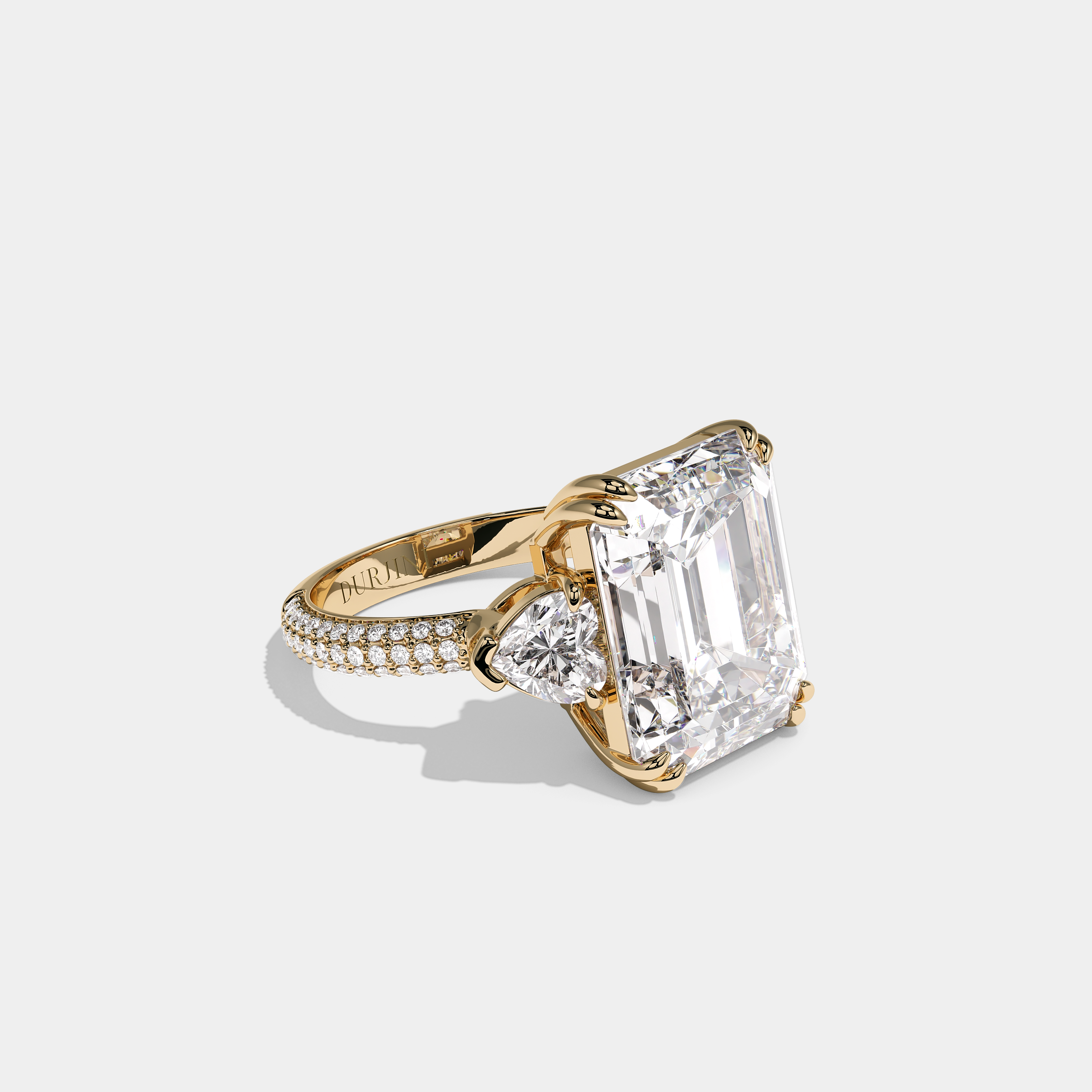 Aubry Majesté 20.00ct Emerald Halo Diamond Engagement Ring 18K Gold