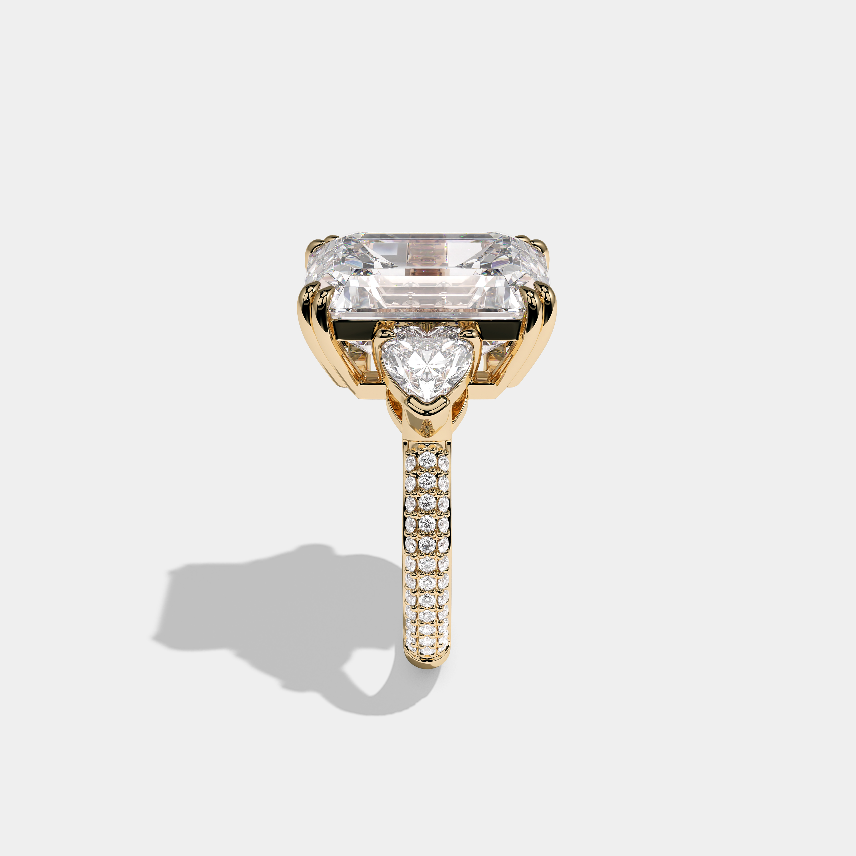 Aubry Majesté Diamond Emerald Halo Engagement Ring 18K Yellow Gold 20.00ct