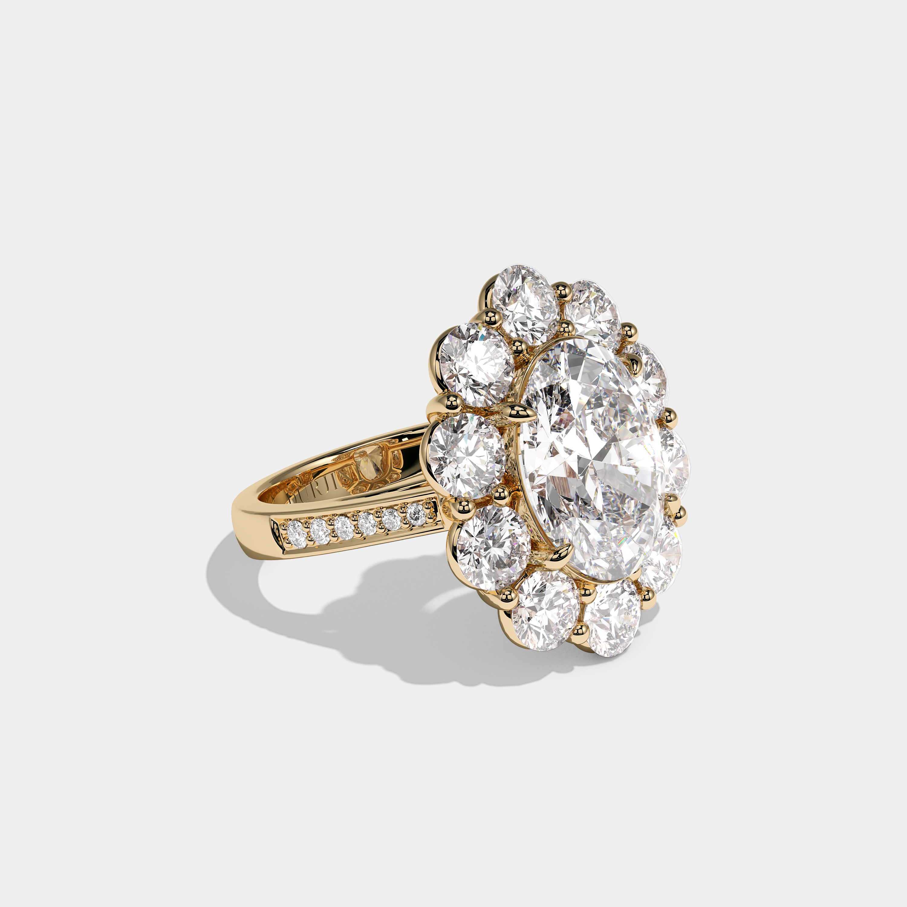 Right View – Kurbãni Durjini Contessa de Lys Diamond Oval Halo Engagement Ring Yellow Gold
