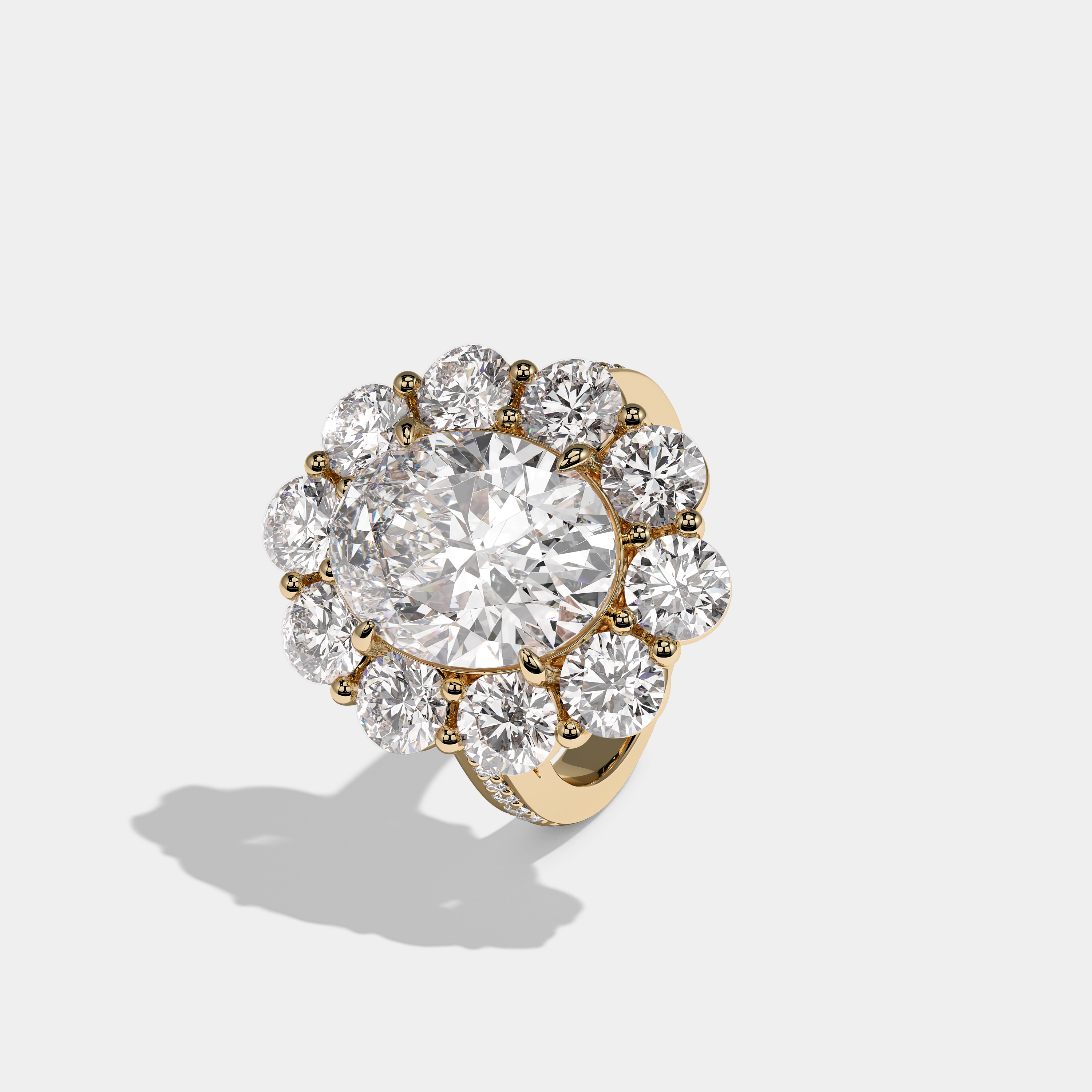 Left View – Kurbãni Durjini Contessa de Lys Diamond Oval Halo Engagement Ring Yellow Gold