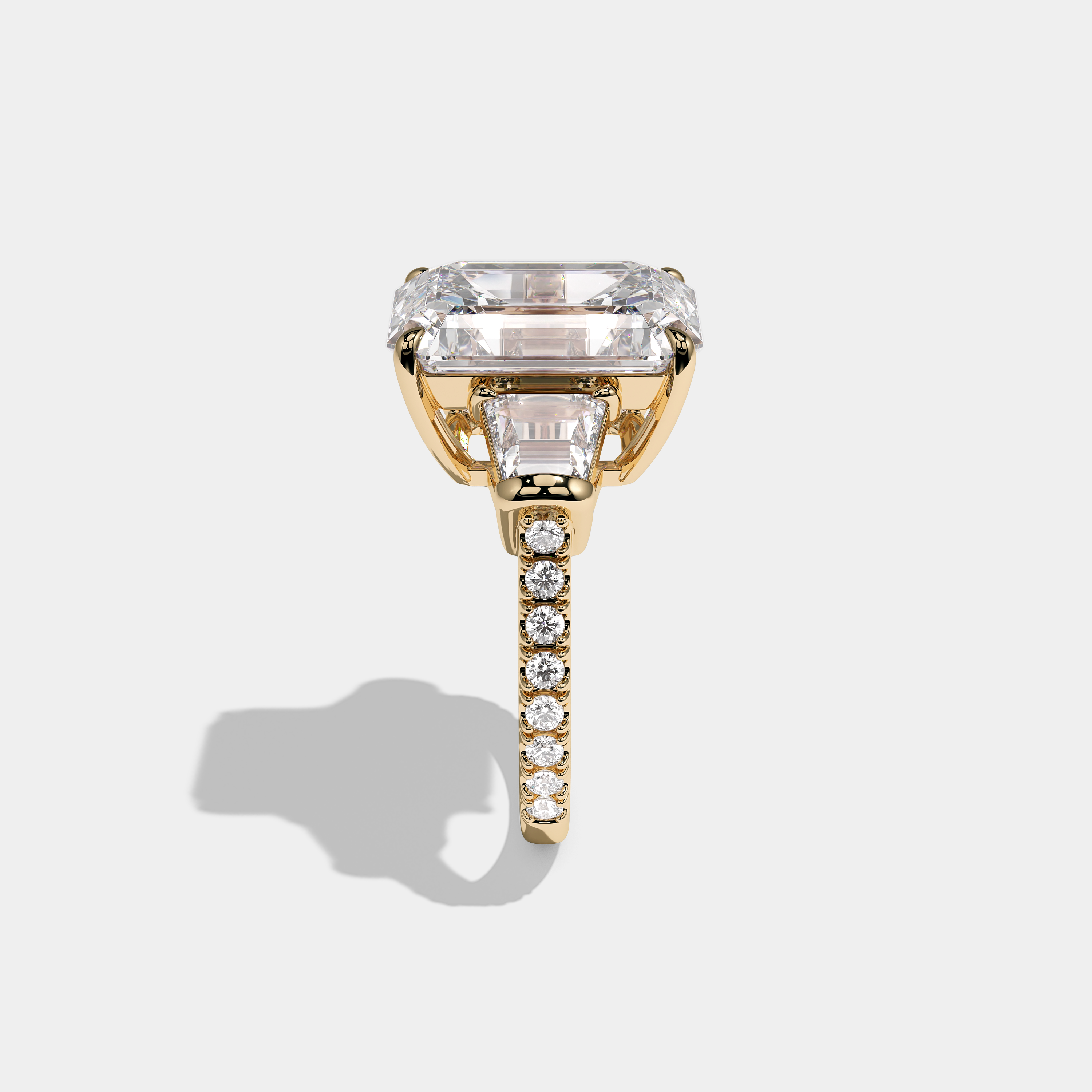 Chevalier d’Or Diamond Emerald Halo Engagement Ring 18K Yellow Gold 14.50ct