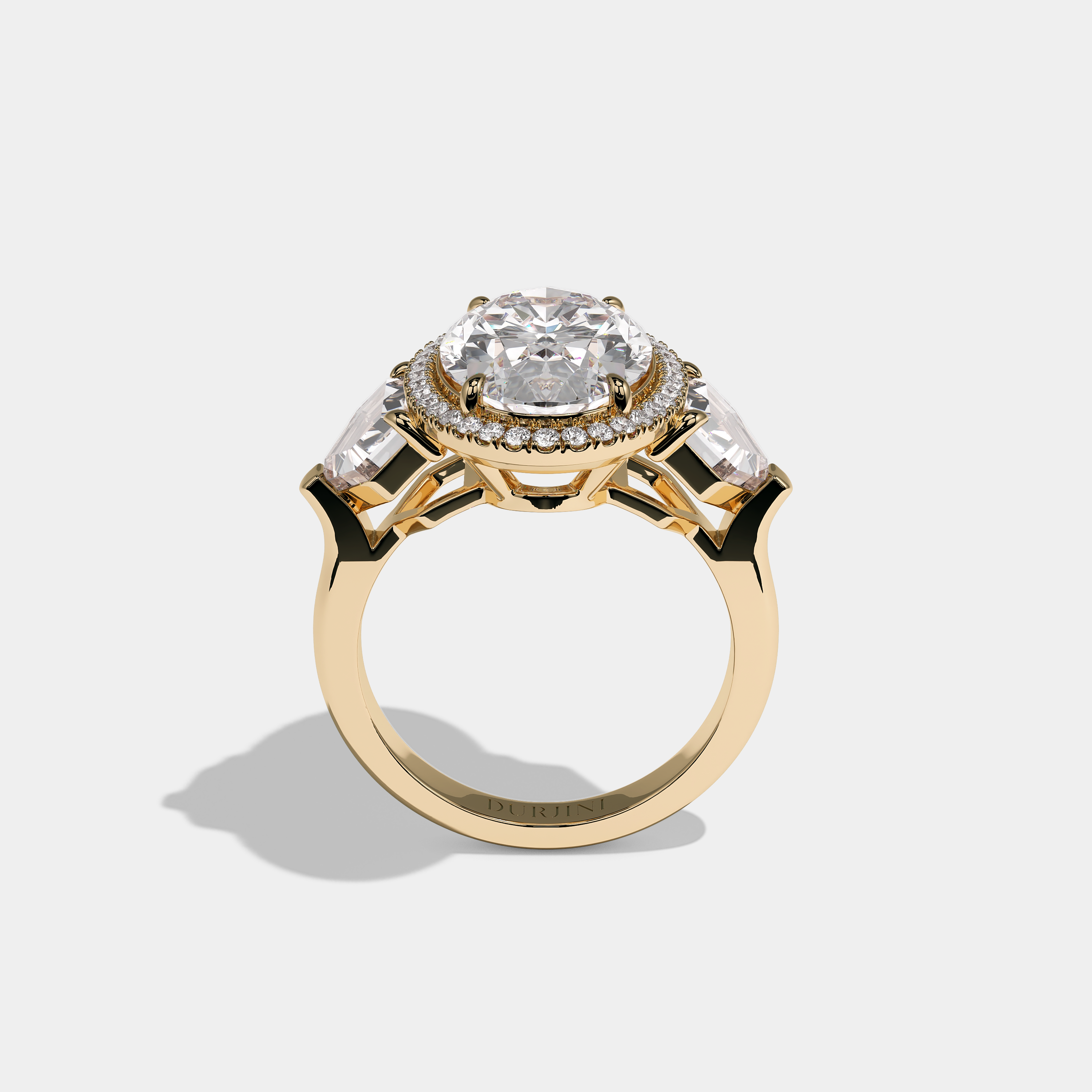 Vaudrieu Majesté Diamond Oval Halo Engagement Ring 18K Yellow Gold 15.00ct