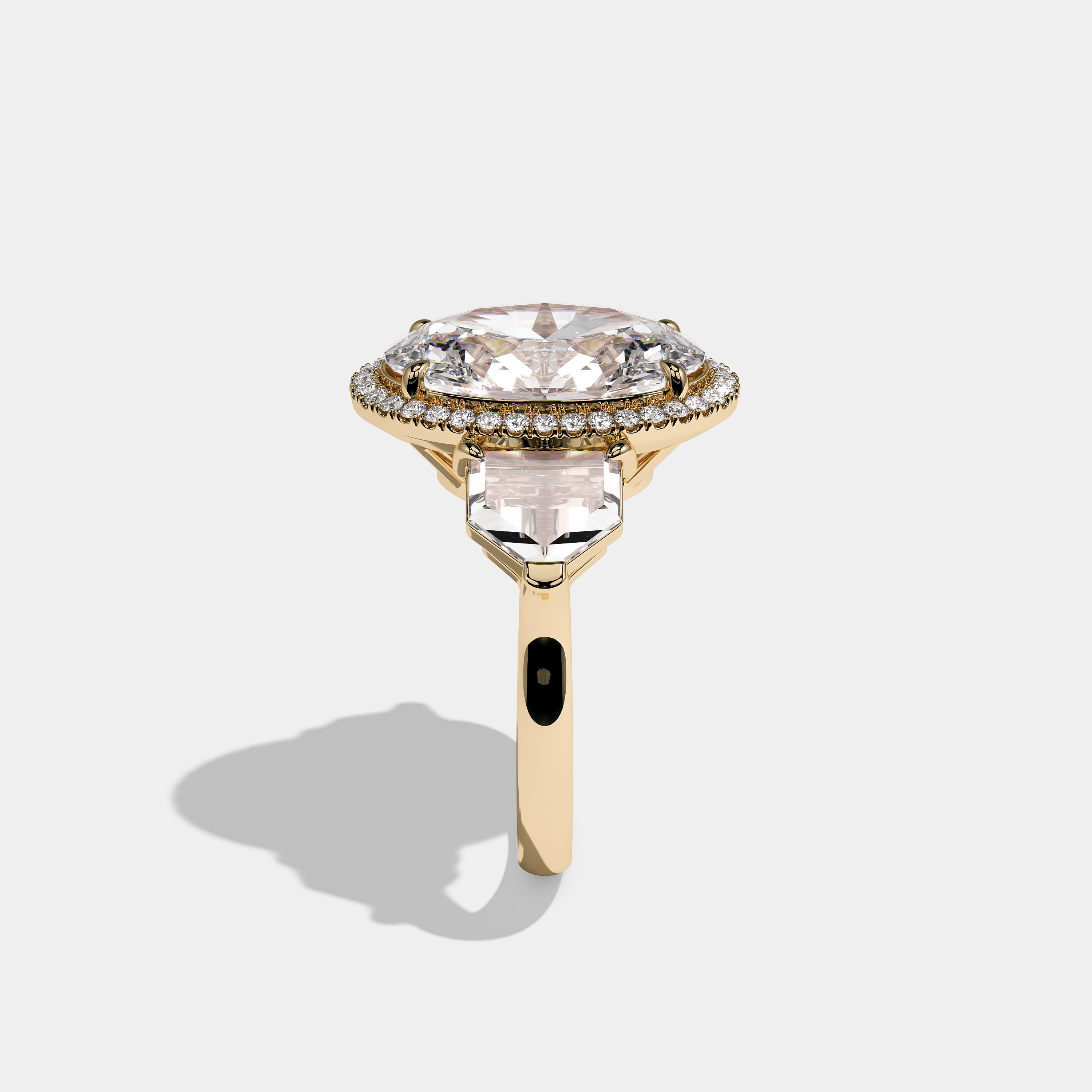 Vaudrieu Majesté Diamond Oval Halo Engagement Ring 18K Yellow Gold 15.00ct