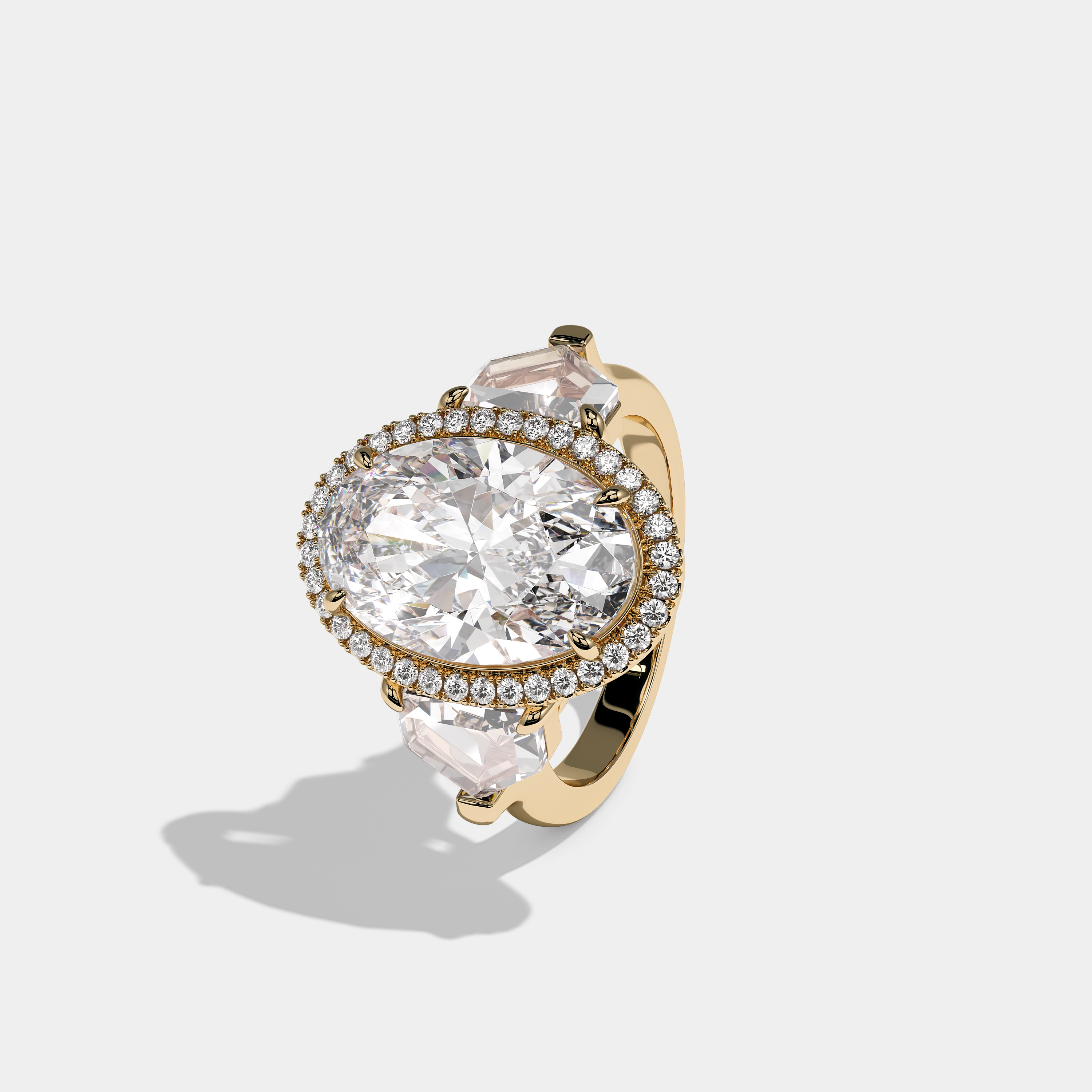 Left View – Kurbãni Durjini Vaudrieu Majesté Diamond Oval Halo Engagement Ring Yellow Gold
