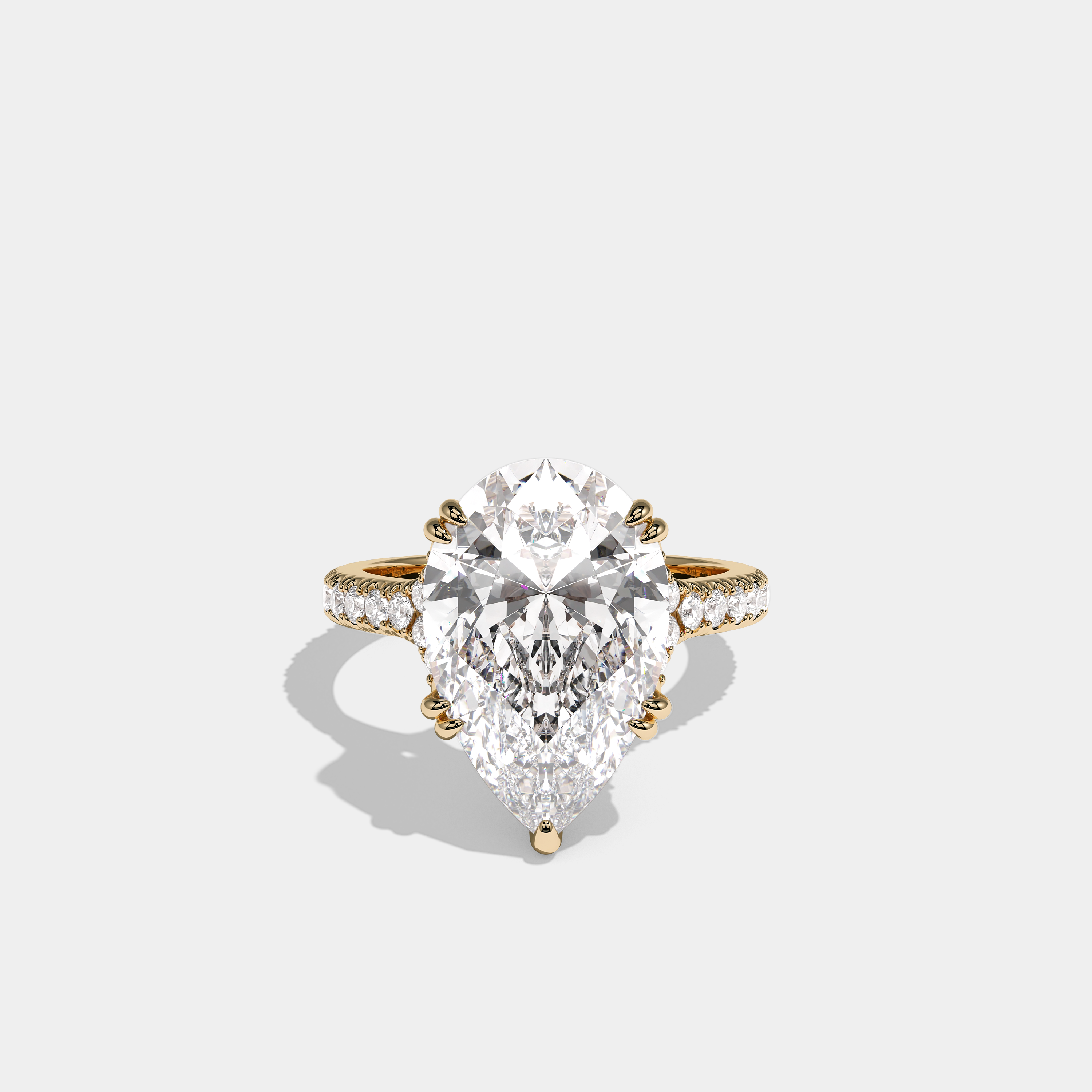 Rochefort Royale Diamond Pear Halo Engagement Ring 18K Yellow Gold 12.00ct