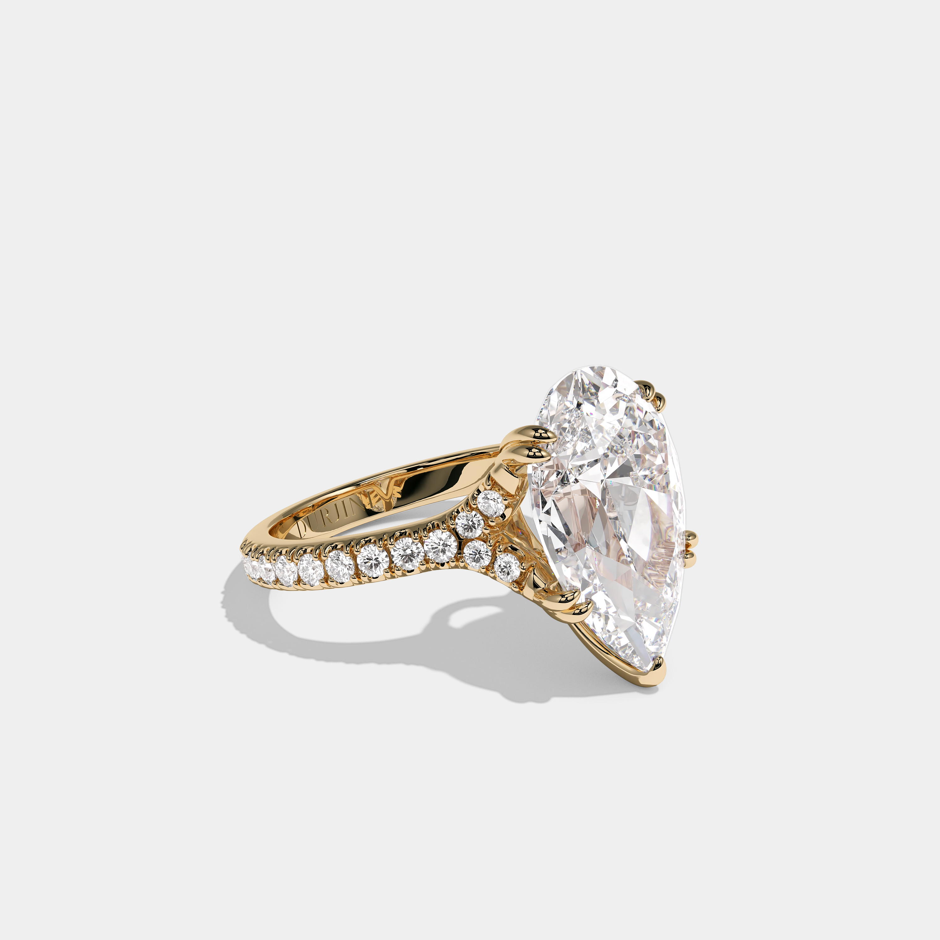 Right View – Kurbãni Durjini Rochefort Royale Diamond Pear Halo Engagement Ring Yellow Gold