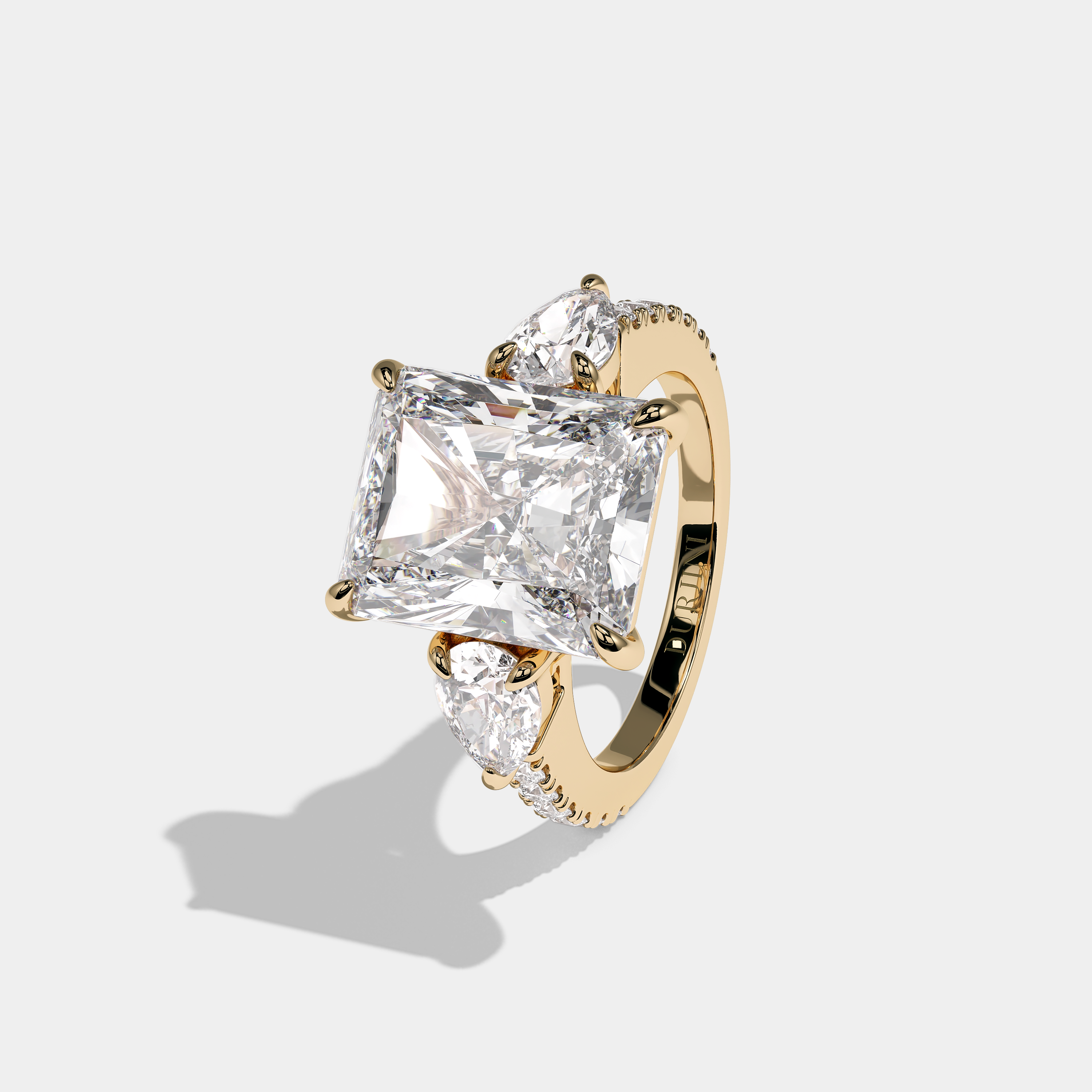 Left View – Kurbãni Durjini Aurelle Royale Diamond Radiant Halo Engagement Ring