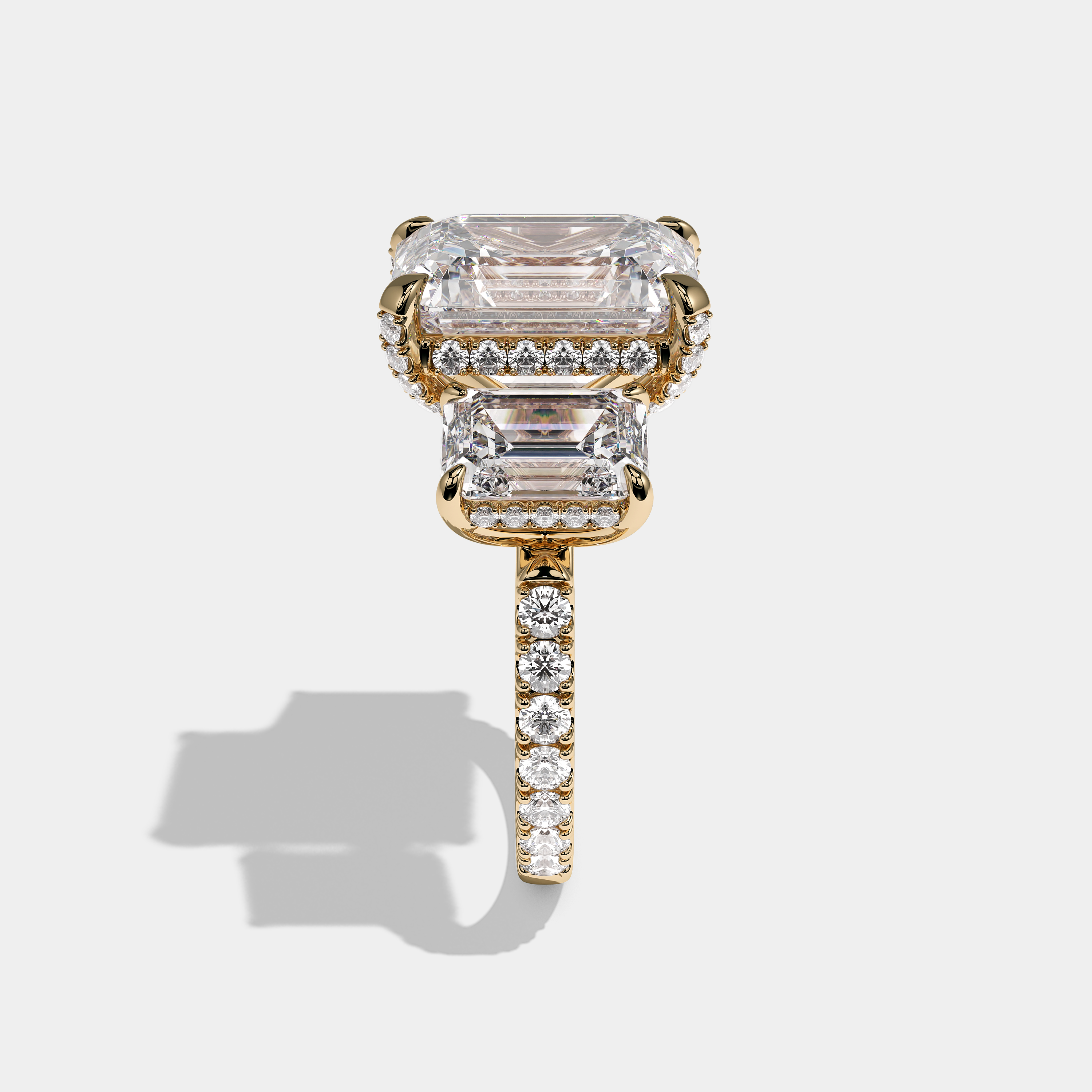 Side View – Kurbãni Durjini Marcellin Royale Diamond Emerald Halo Engagement Ring