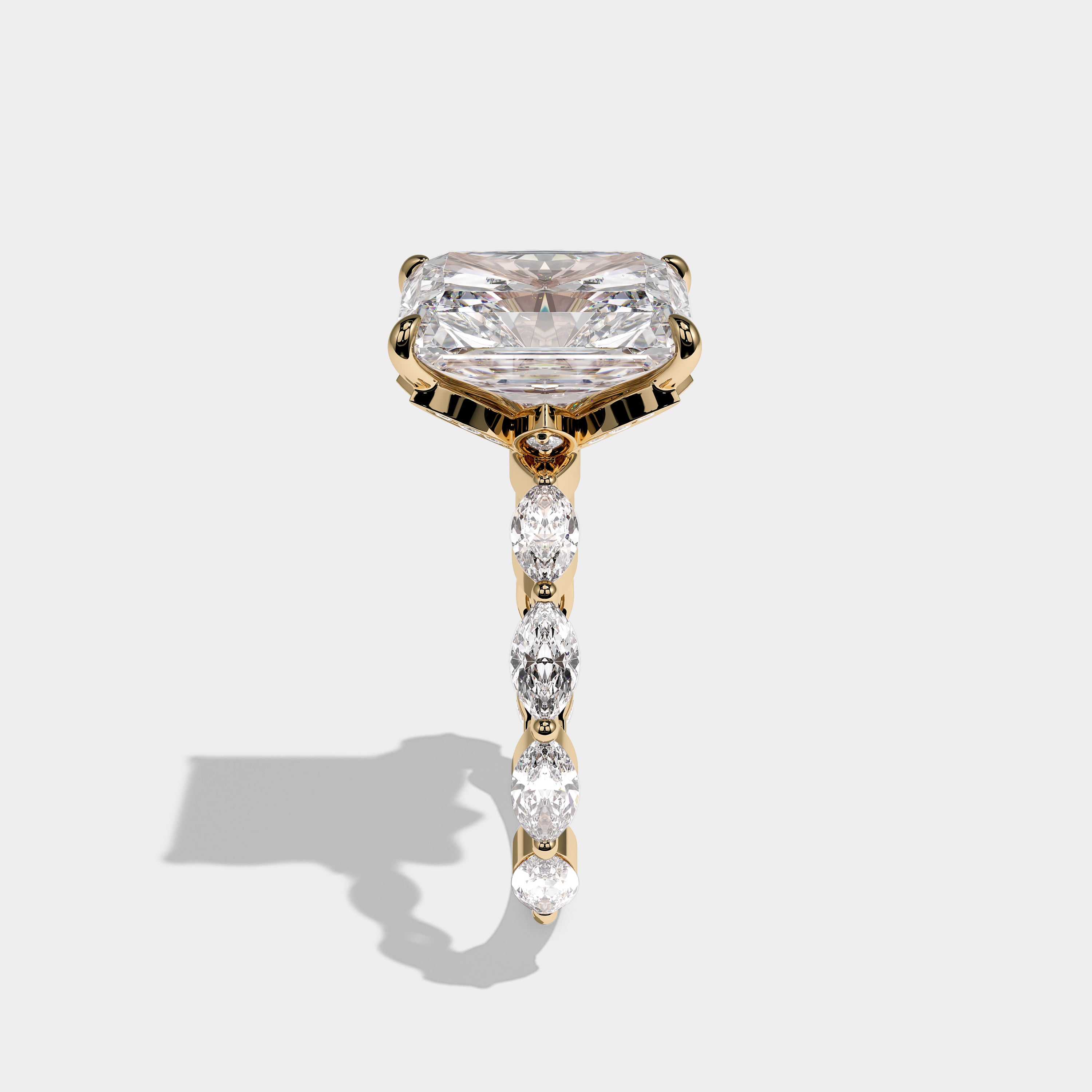 Side View – Kurbãni Durjini Caelmont Royale Diamond Radiant Engagement Ring