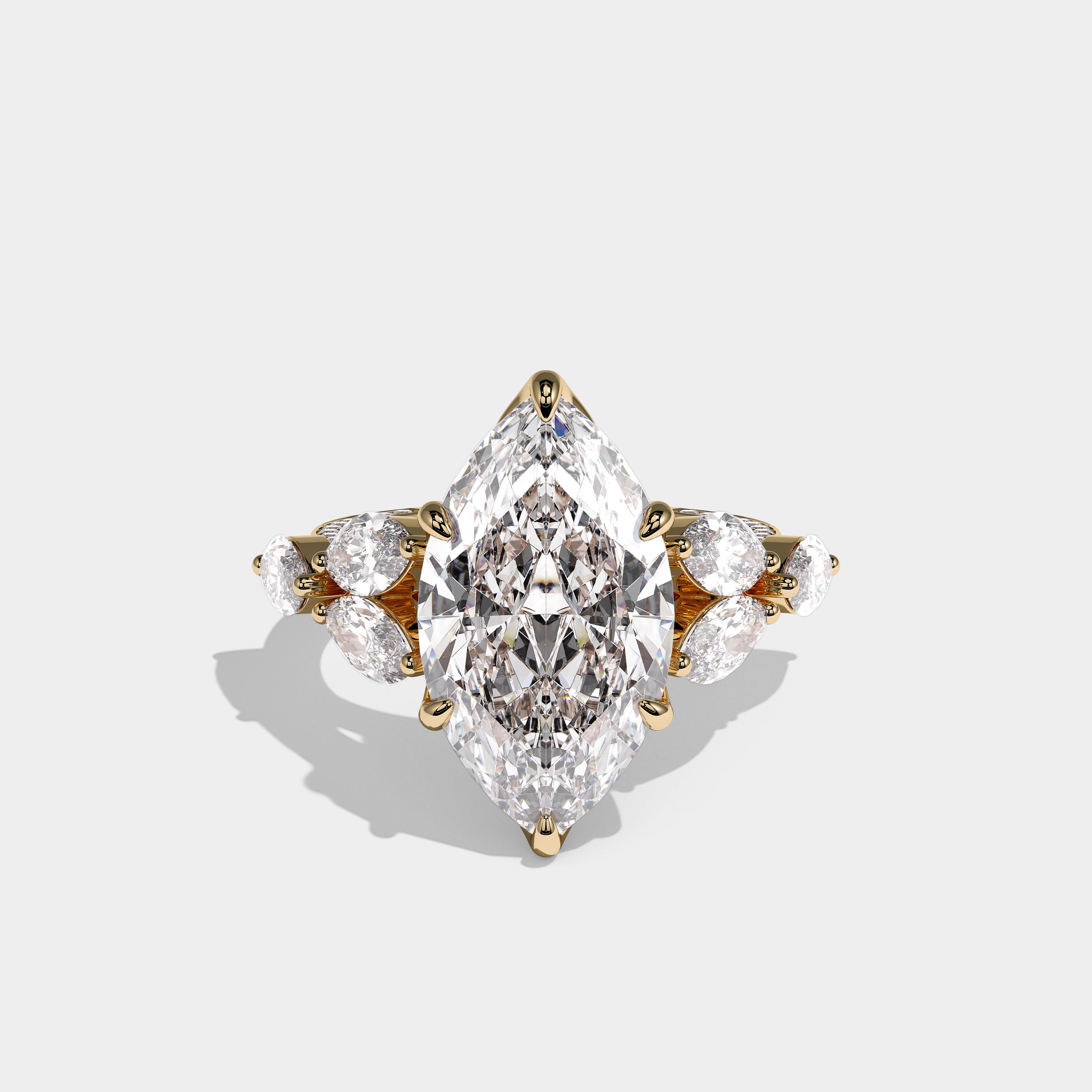 Seraphine Royale Diamond Marquise Engagement Ring 18K Yellow Gold 12.00ct