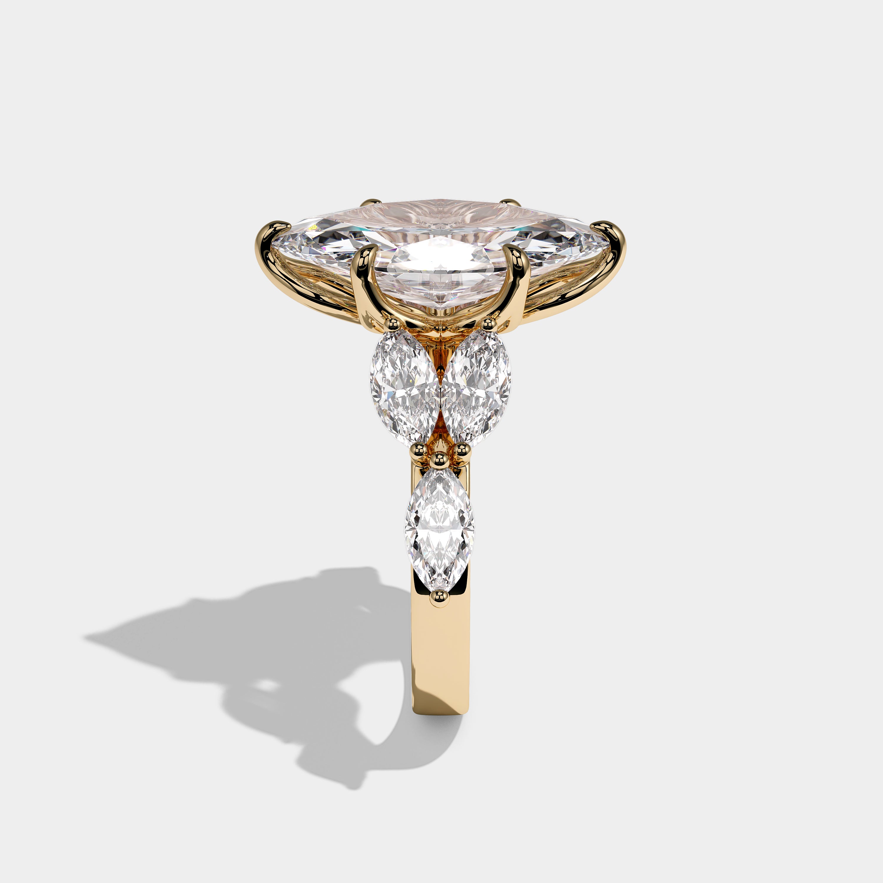 Seraphine Royale Diamond Marquise Engagement Ring 18K Yellow Gold 12.00ct