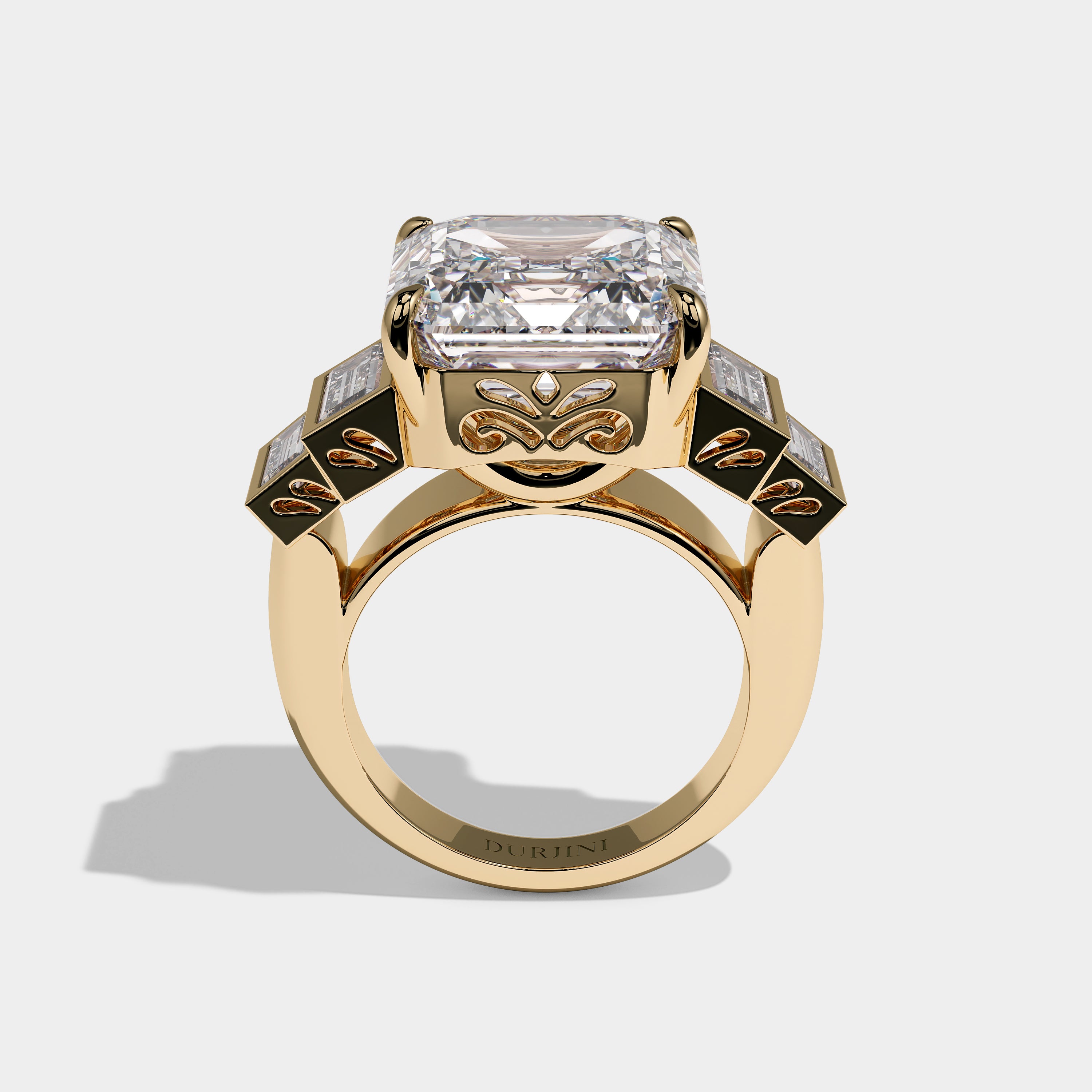 Alaric Royale Diamond Asscher Engagement Ring 18K Yellow Gold 16.00ct