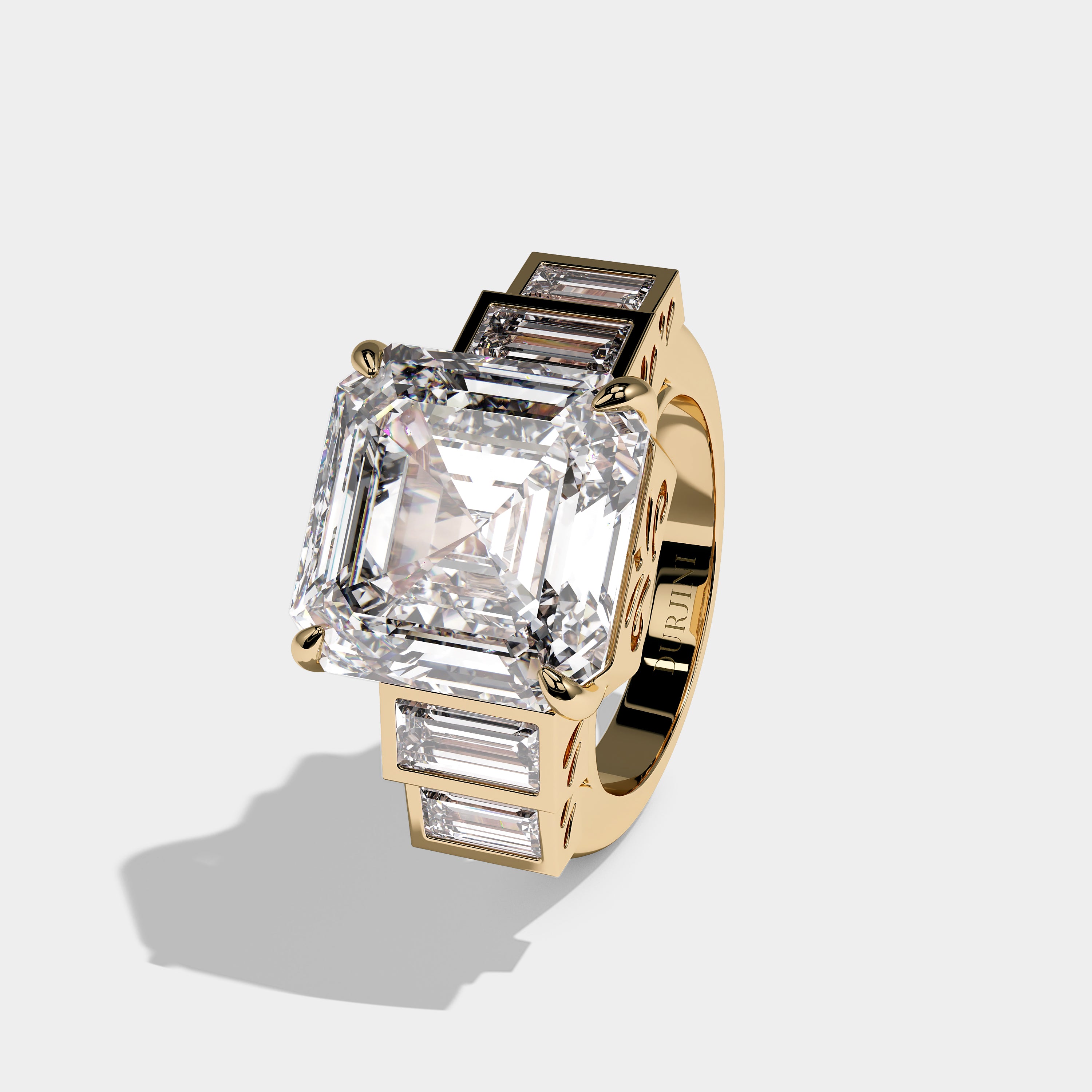 Alaric Royale Diamond Asscher Engagement Ring 18K Yellow Gold 16.00ct