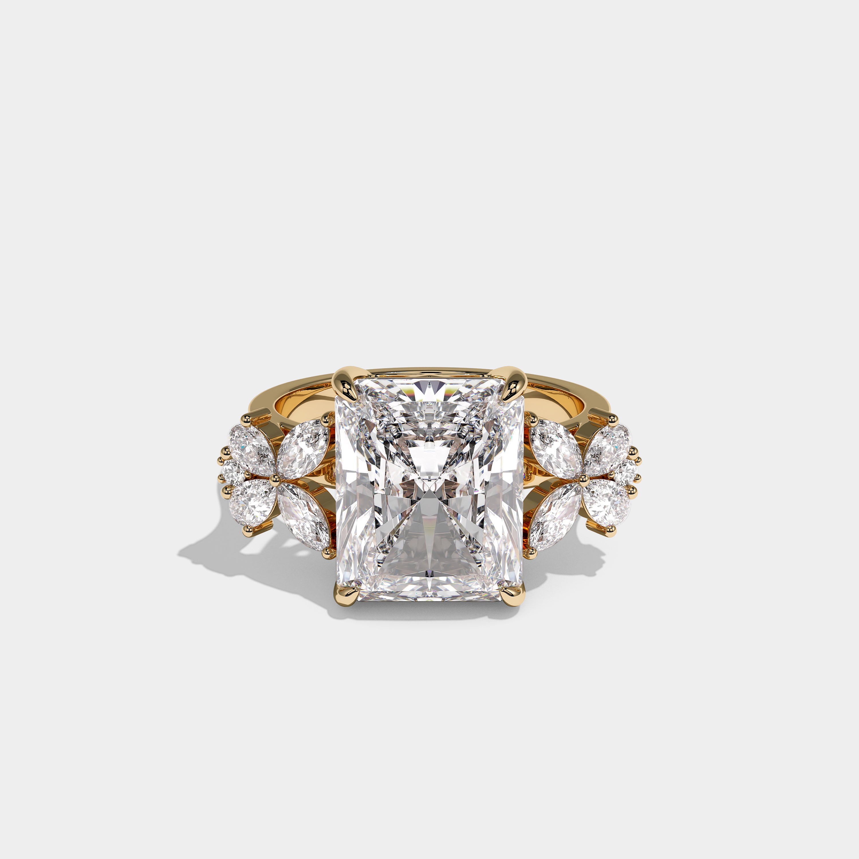 Front View – Kurbãni Durjini Cendrine Royale Diamond Radiant Engagement Ring