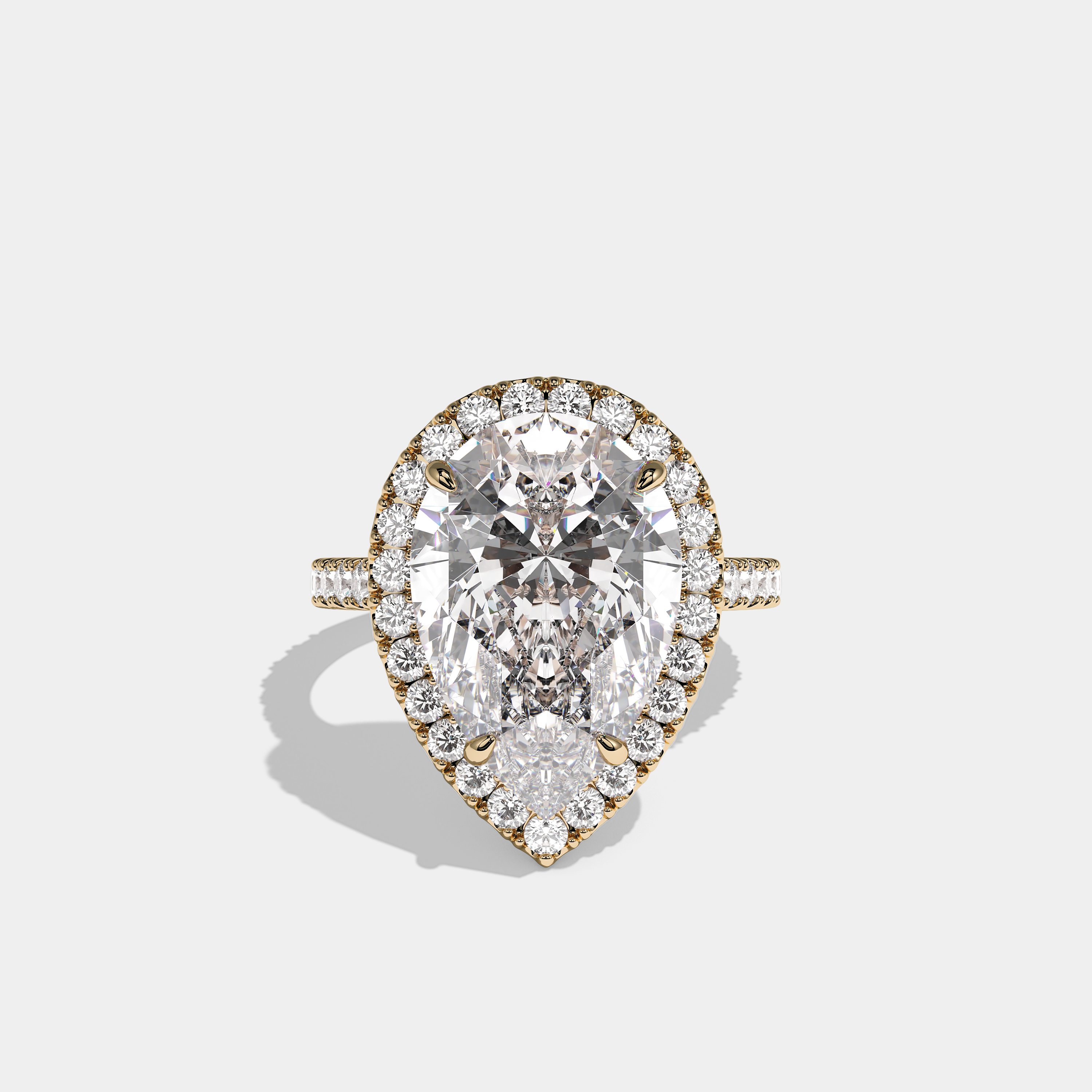 Valorin Royale Diamond Pear Halo Engagement Ring 18K Yellow Gold 20.00ct