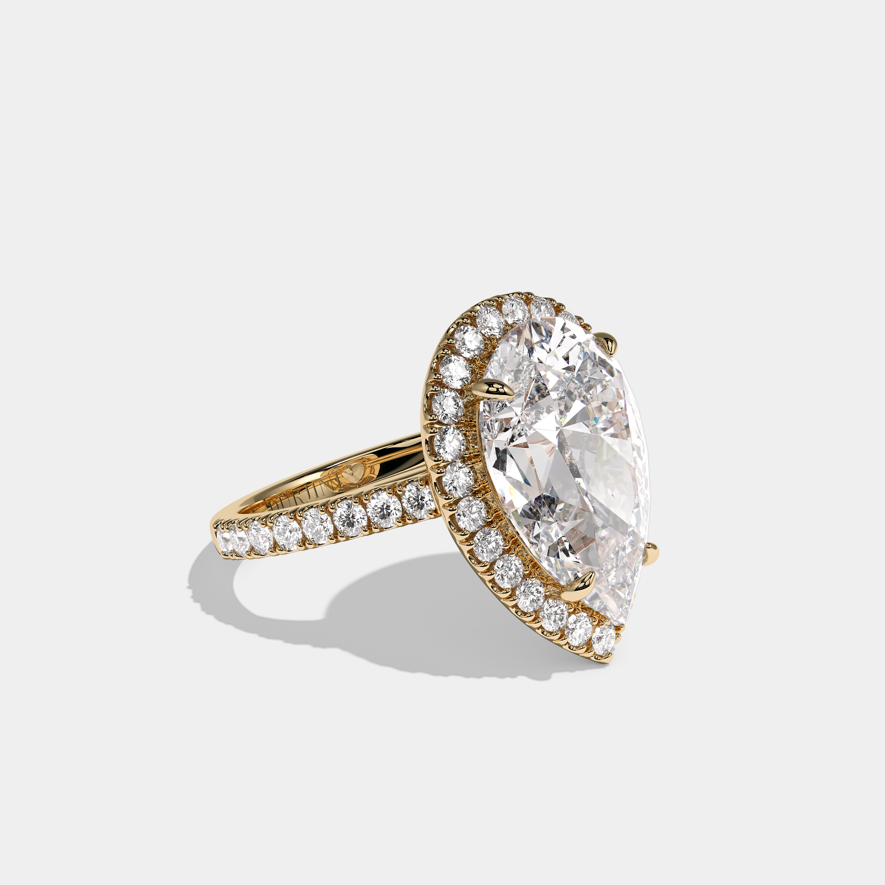 Valorin Royale Diamond Pear Halo Engagement Ring 18K Yellow Gold 20.00ct