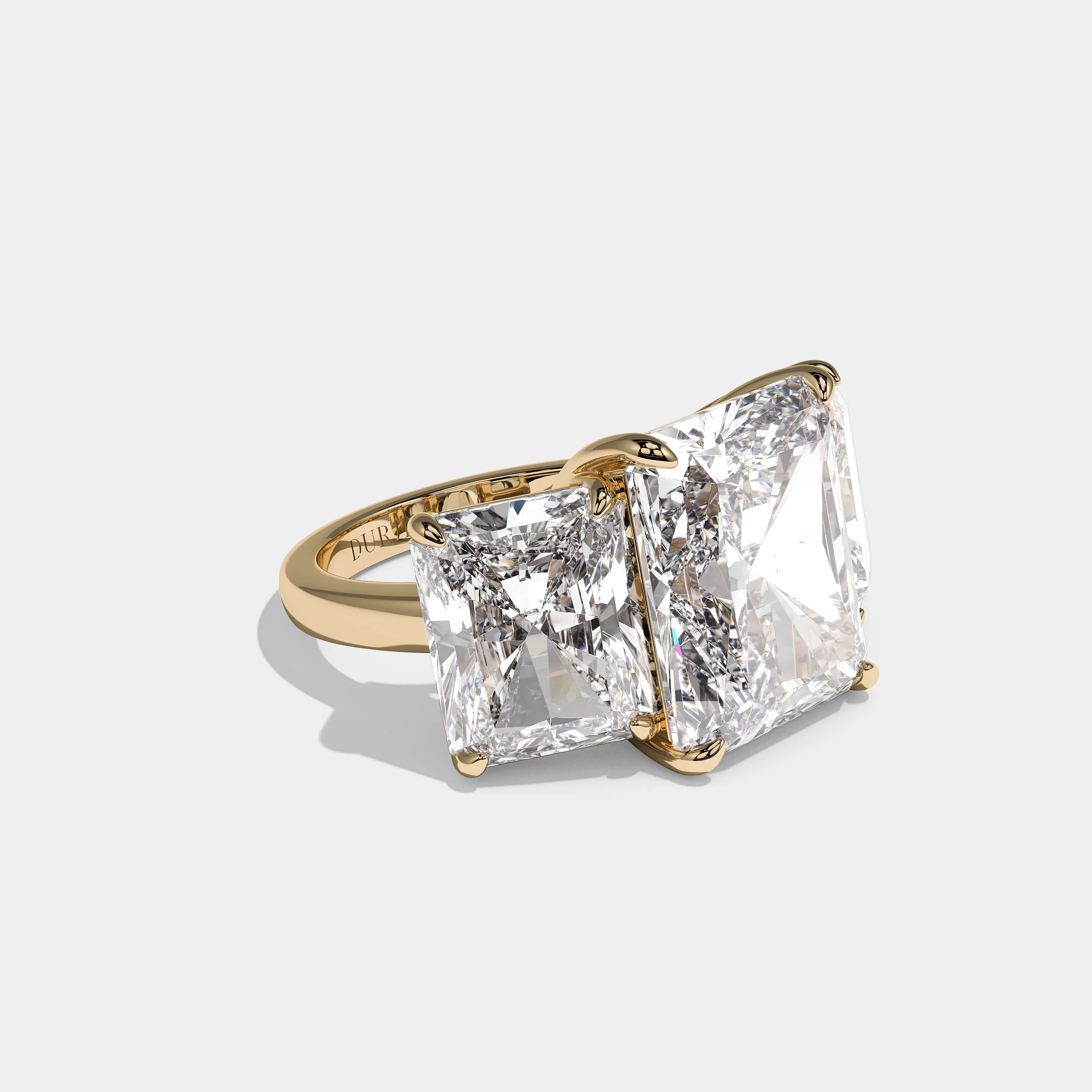 Right view Mirelle Royale Diamond Radiant Engagement Ring Yellow Gold Kurbãni Durjini