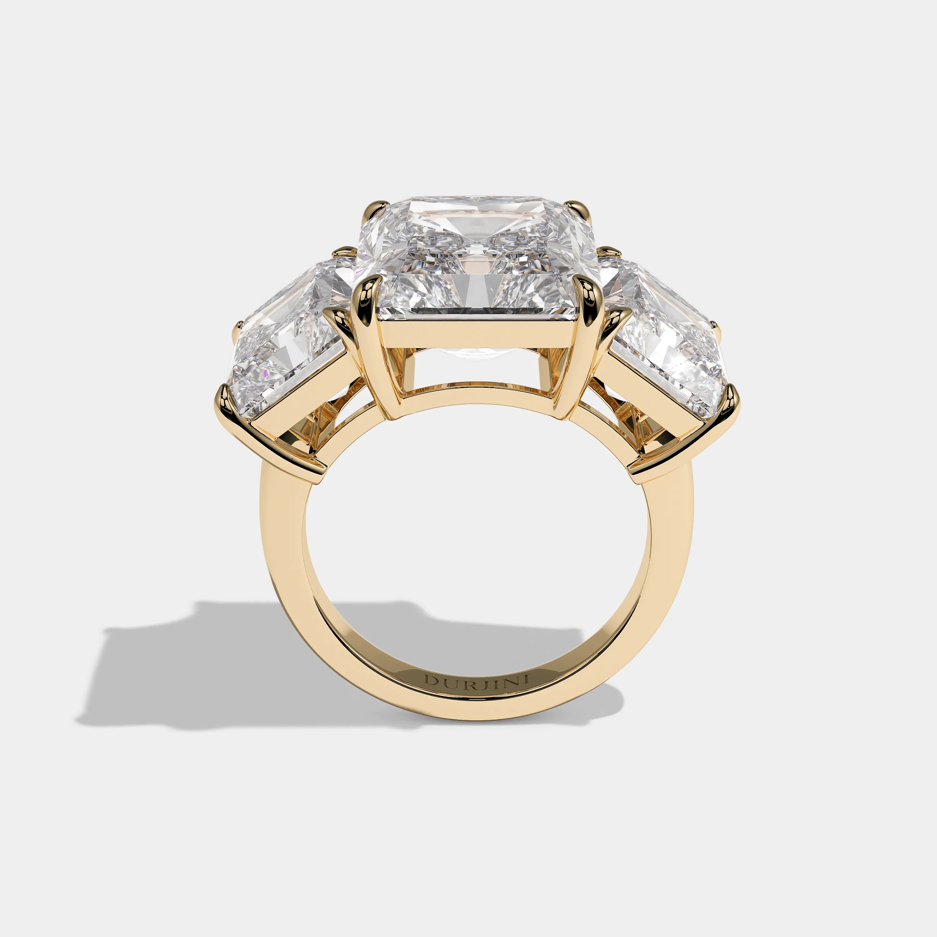 Full view Mirelle Royale Diamond Radiant Engagement Ring Yellow Gold Kurbãni Durjini