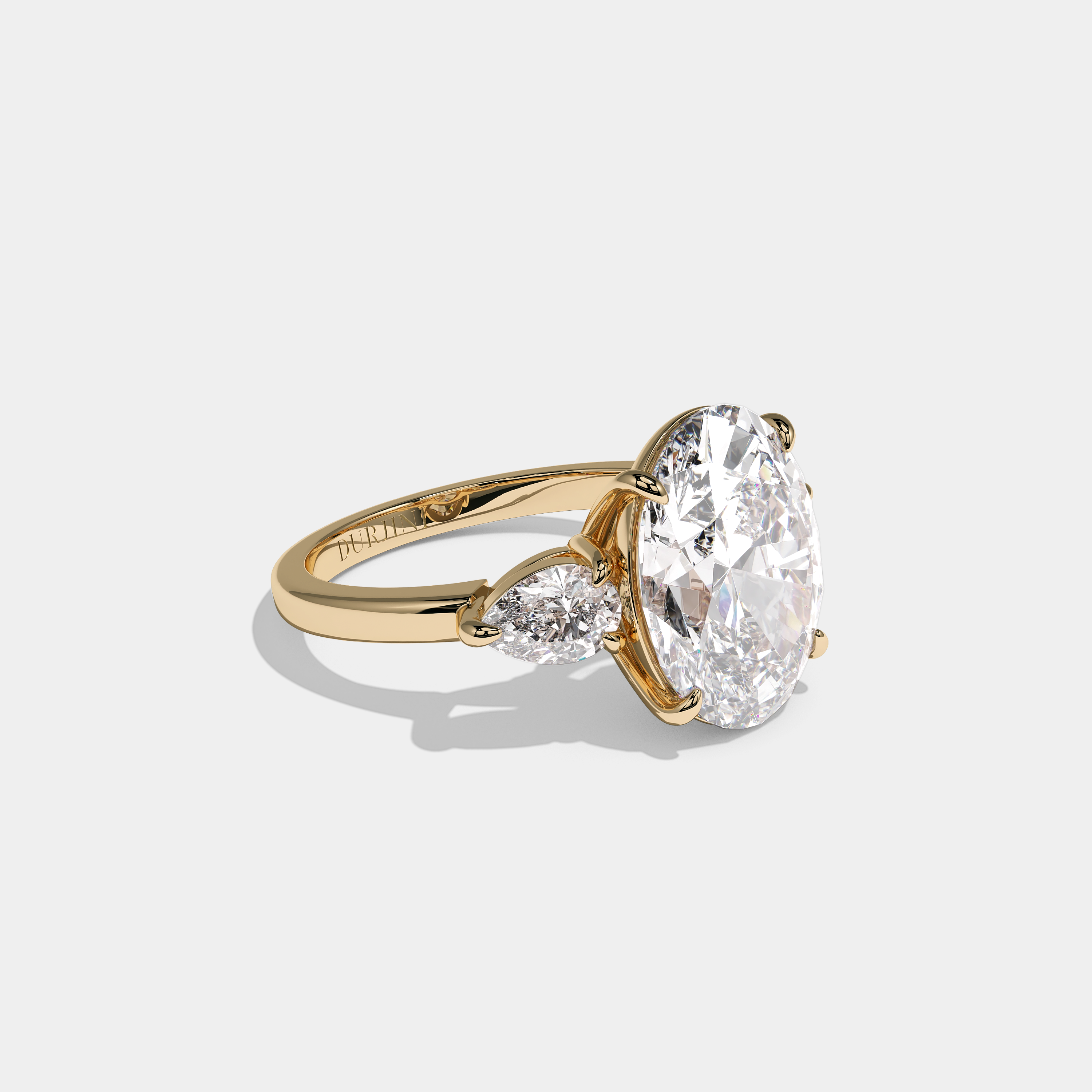 Right view Elsin Royale Diamond Oval Engagement Ring Yellow Gold Kurbãni Durjini