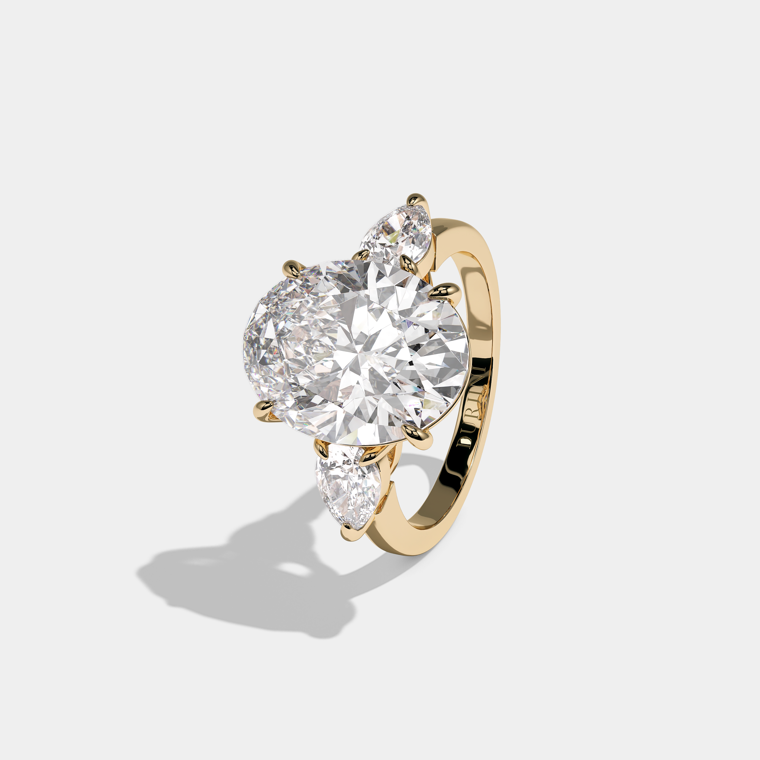 Left view Elsin Royale Diamond Oval Engagement Ring Yellow Gold Kurbãni Durjini