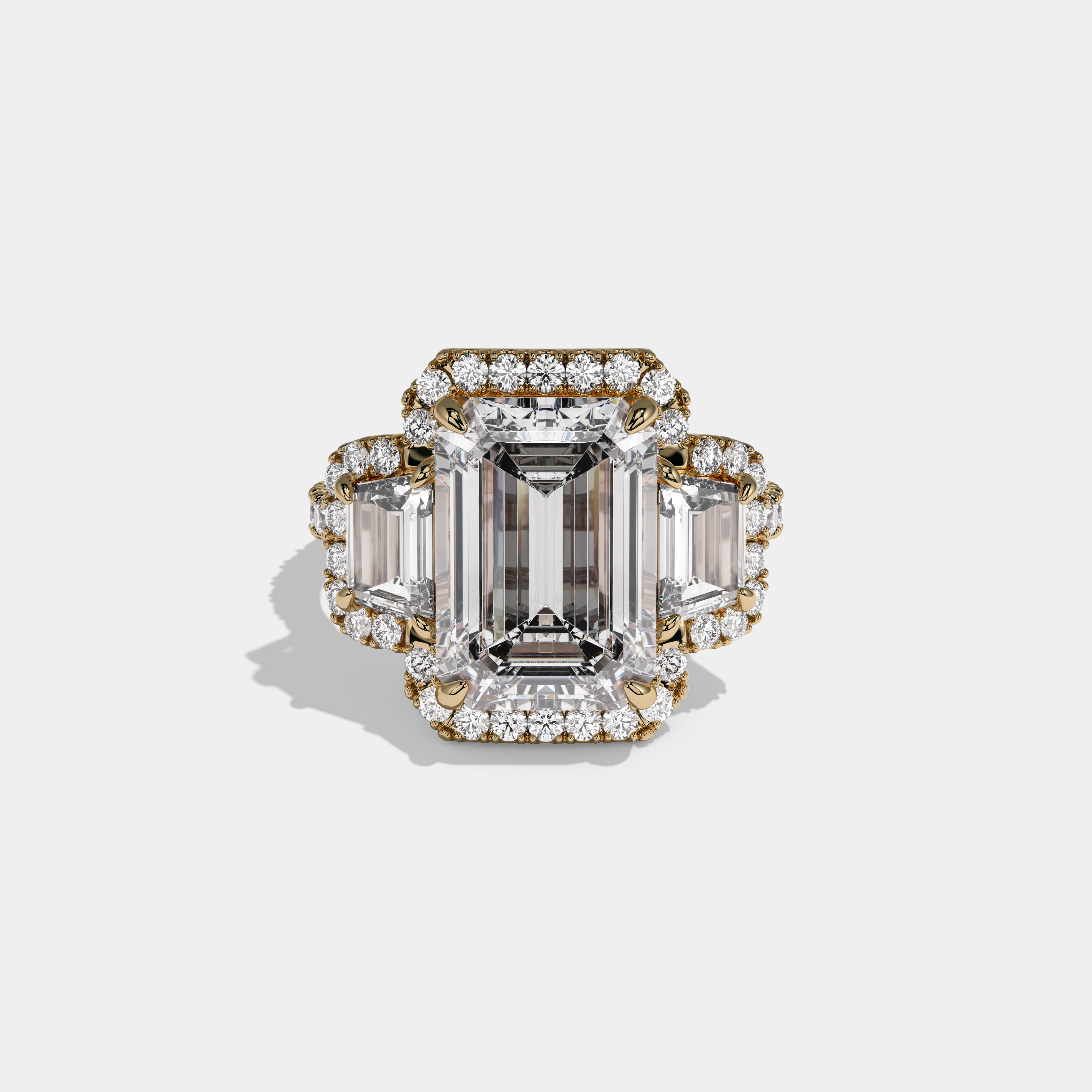 Mary Emerald Cut Diamond Band With Step Cut Sides Engagement Ring 10ct 18K Yellow Gold