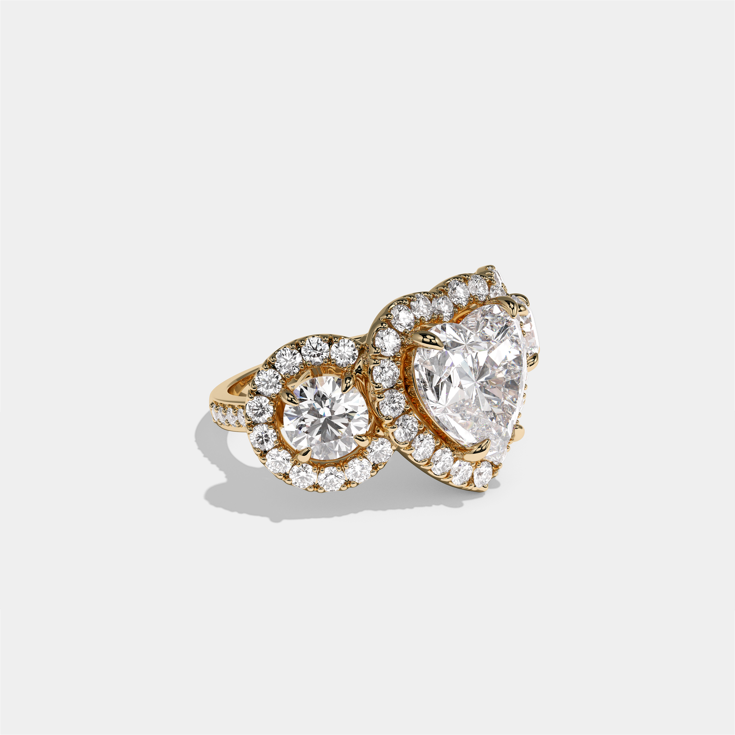 Blanche Countess heart halo diamond engagement ring in 18K yellow gold by Kurbãni Durjini, right view