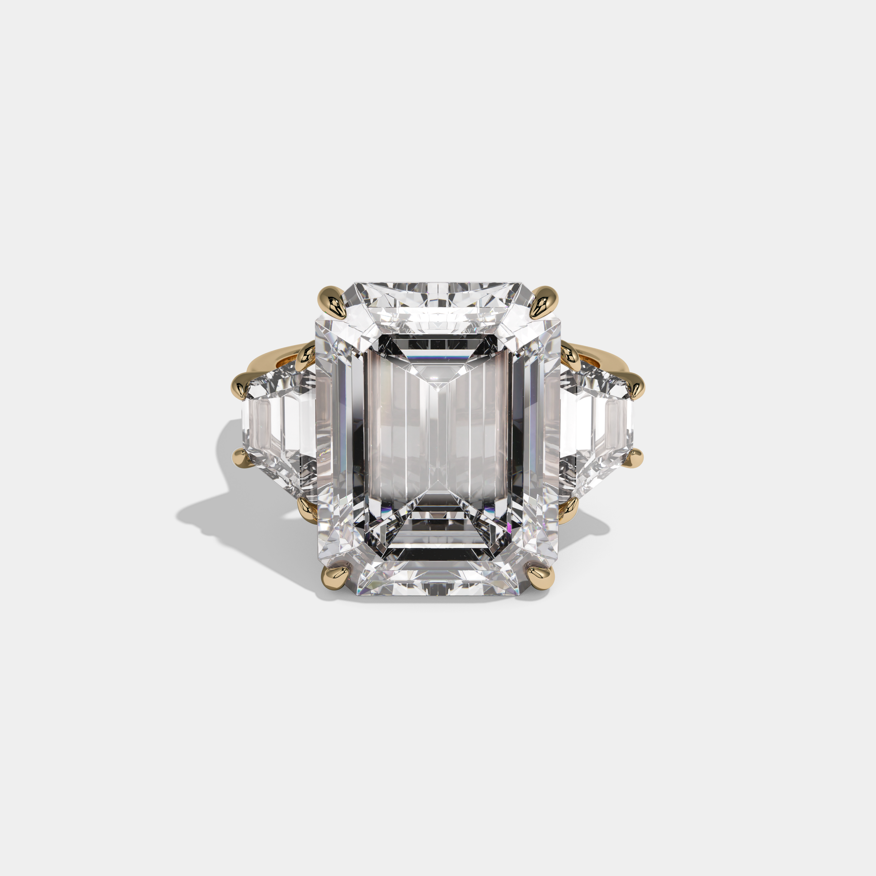 Isabella Emerald Cut Diamond Plain Band With Step Cut Sides Engagement Ring 10ct 18K Yellow Gold