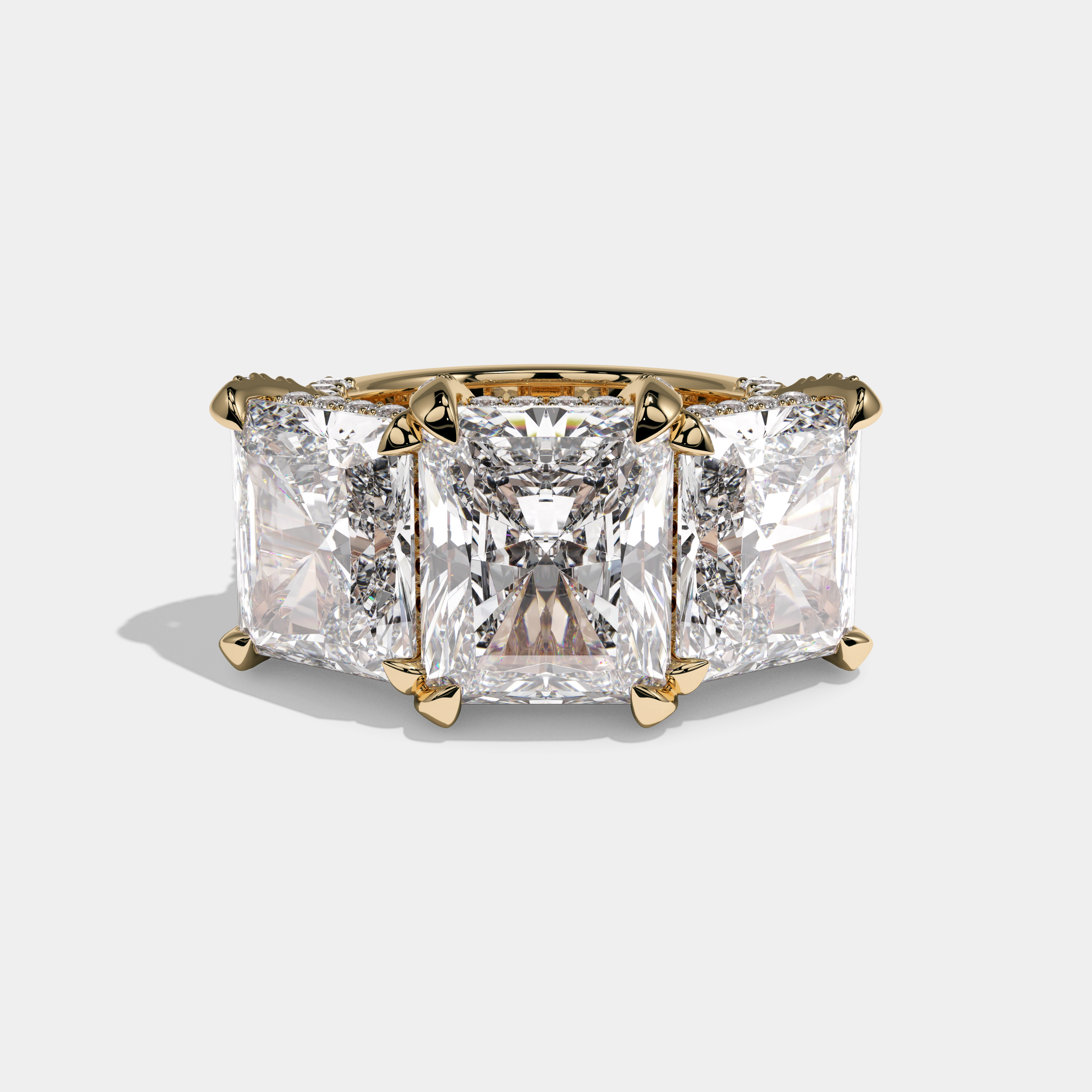 Charlotte Radiant Cut Diamond Halo Engagement Ring 20.5ct 18K Yellow Gold