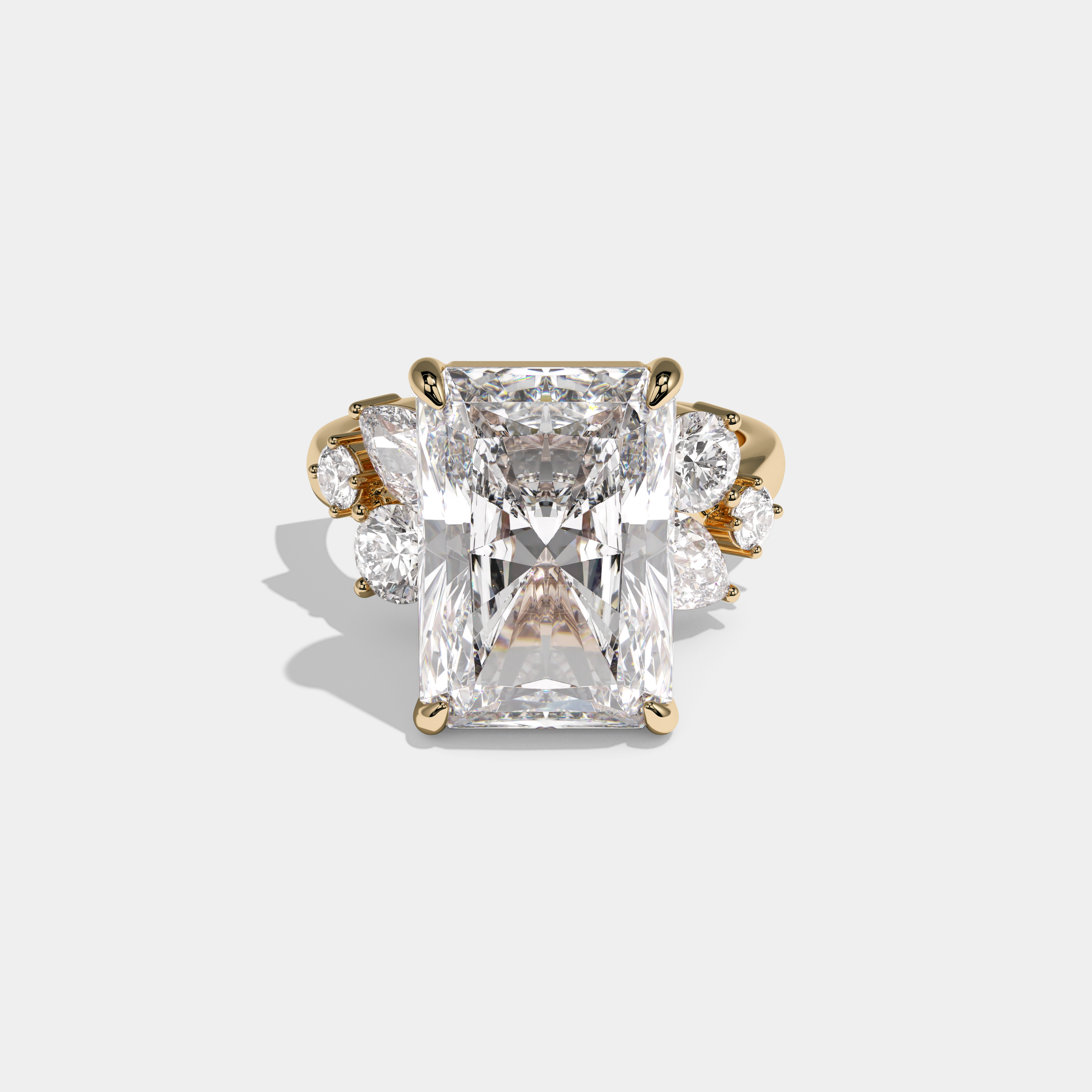 Victoria Radiant Cut Diamond Engagement Ring 8.5ct 18K Yellow Gold