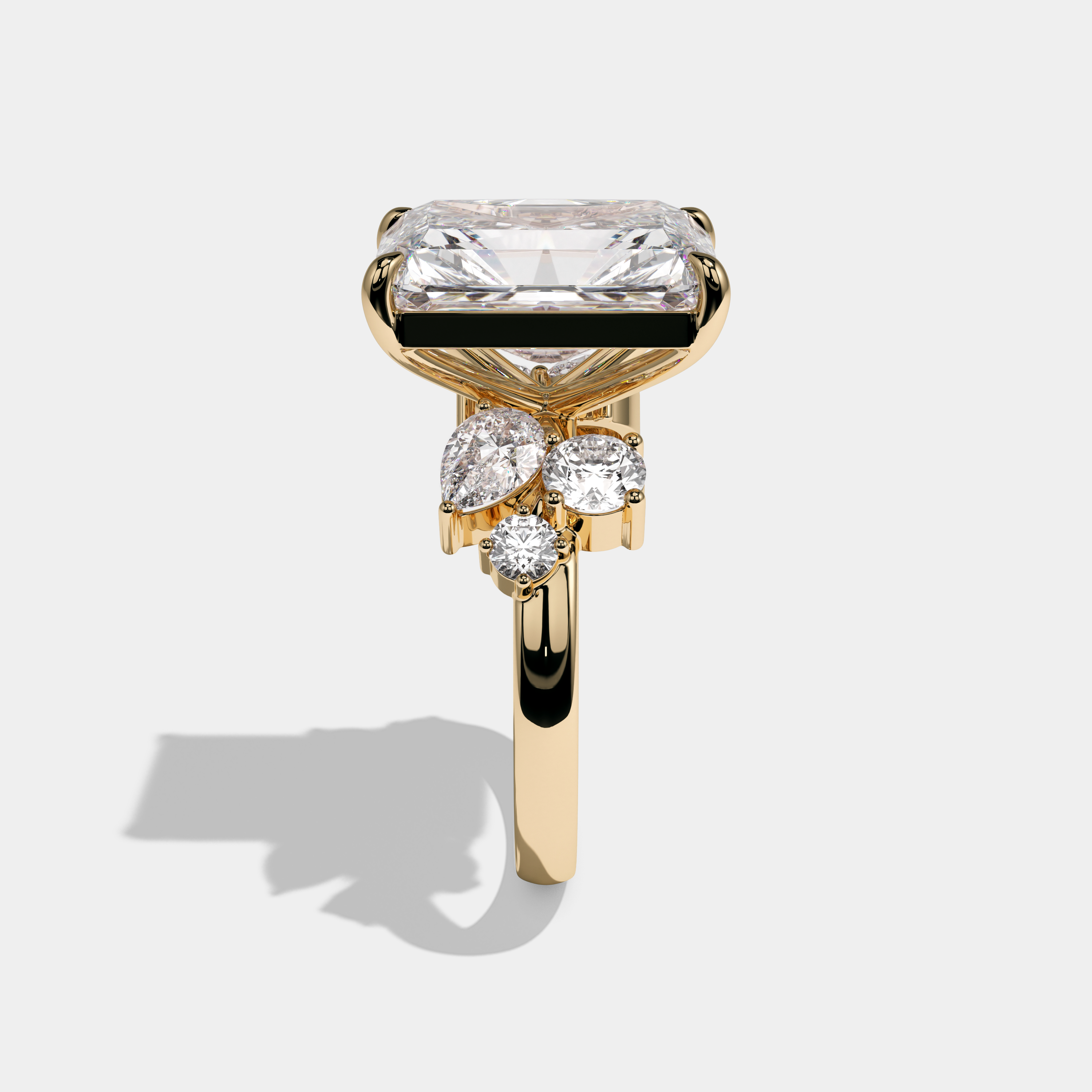 Victoria Radiant Cut Diamond Engagement Ring 8.5ct 18K Yellow Gold
