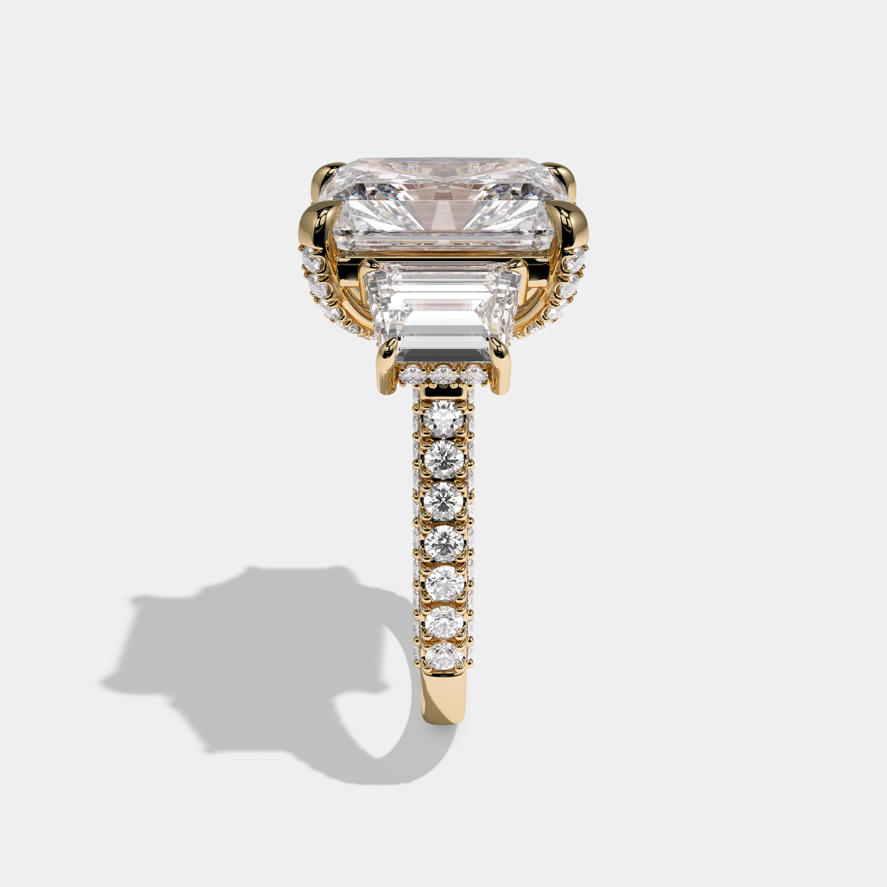 Victoria Radiant Cut Diamond Engagement Ring 12ct 18K Yellow Gold