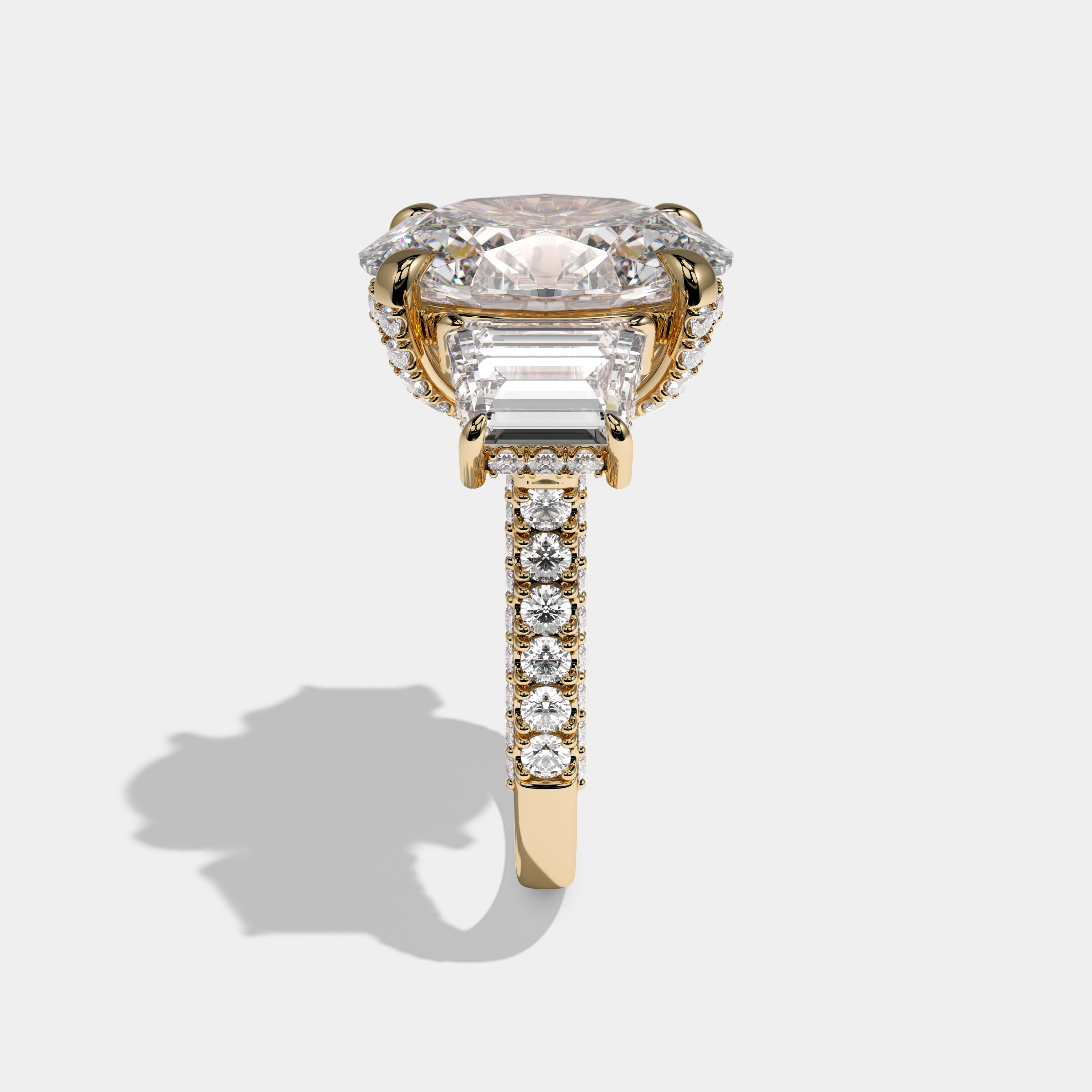 Victoria Oval Brilliant Cut Diamond Halo Engagement Ring 12ct 18K Yellow Gold